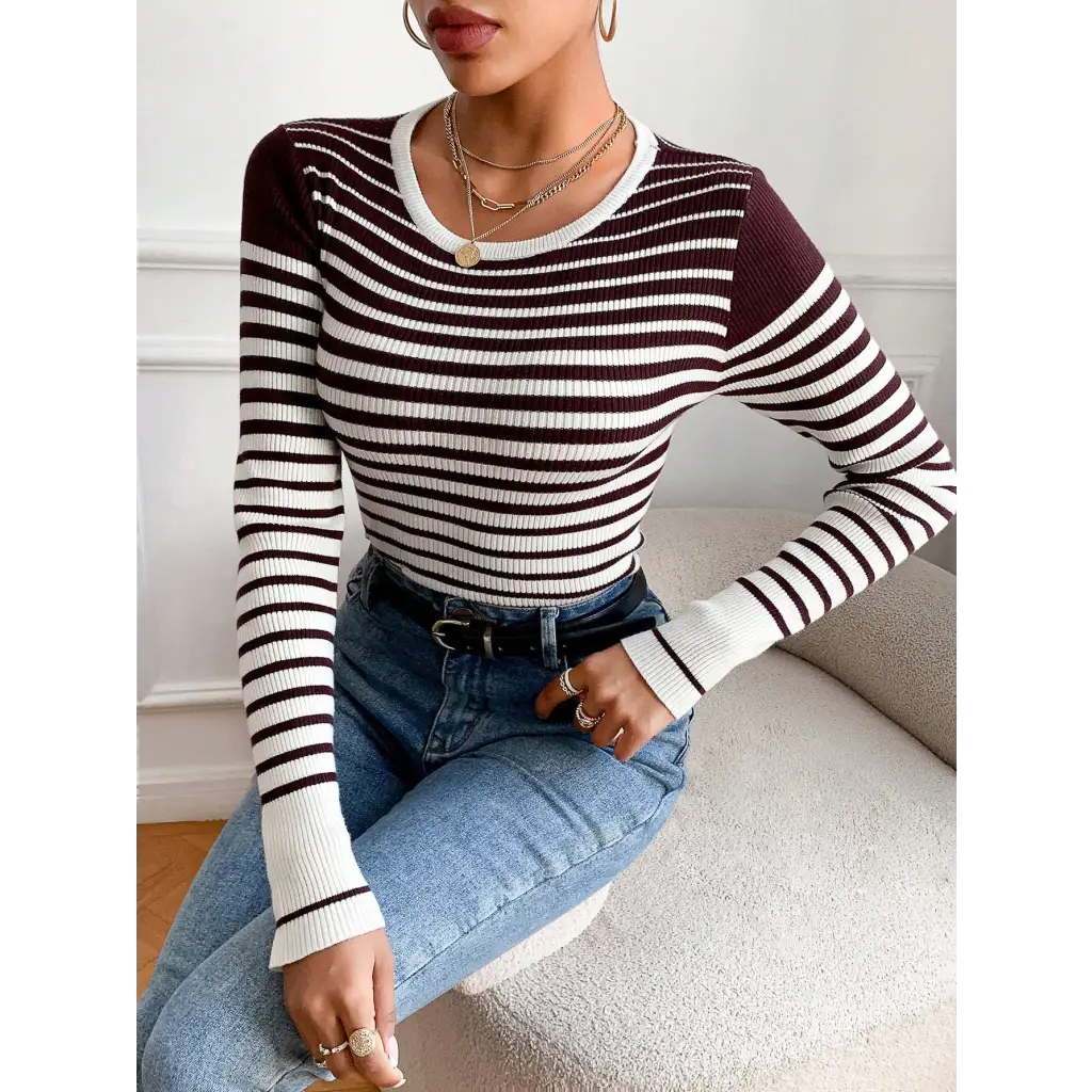 3pcs Mock Neck Ribbed Knit Sweater - White / XS - Women