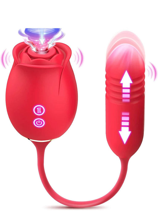 Red rose suction vibrator for women pleasure