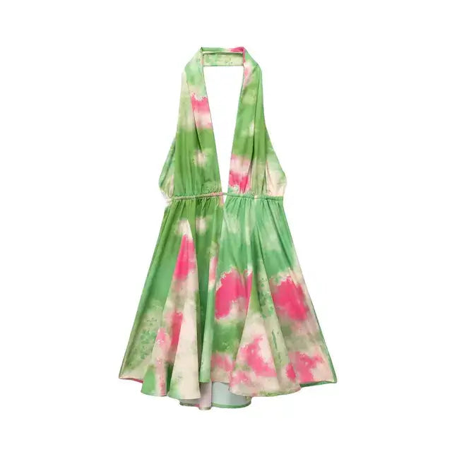 Backless Chic Summer Dress - HH DS1844GREEN / XS / CHINA