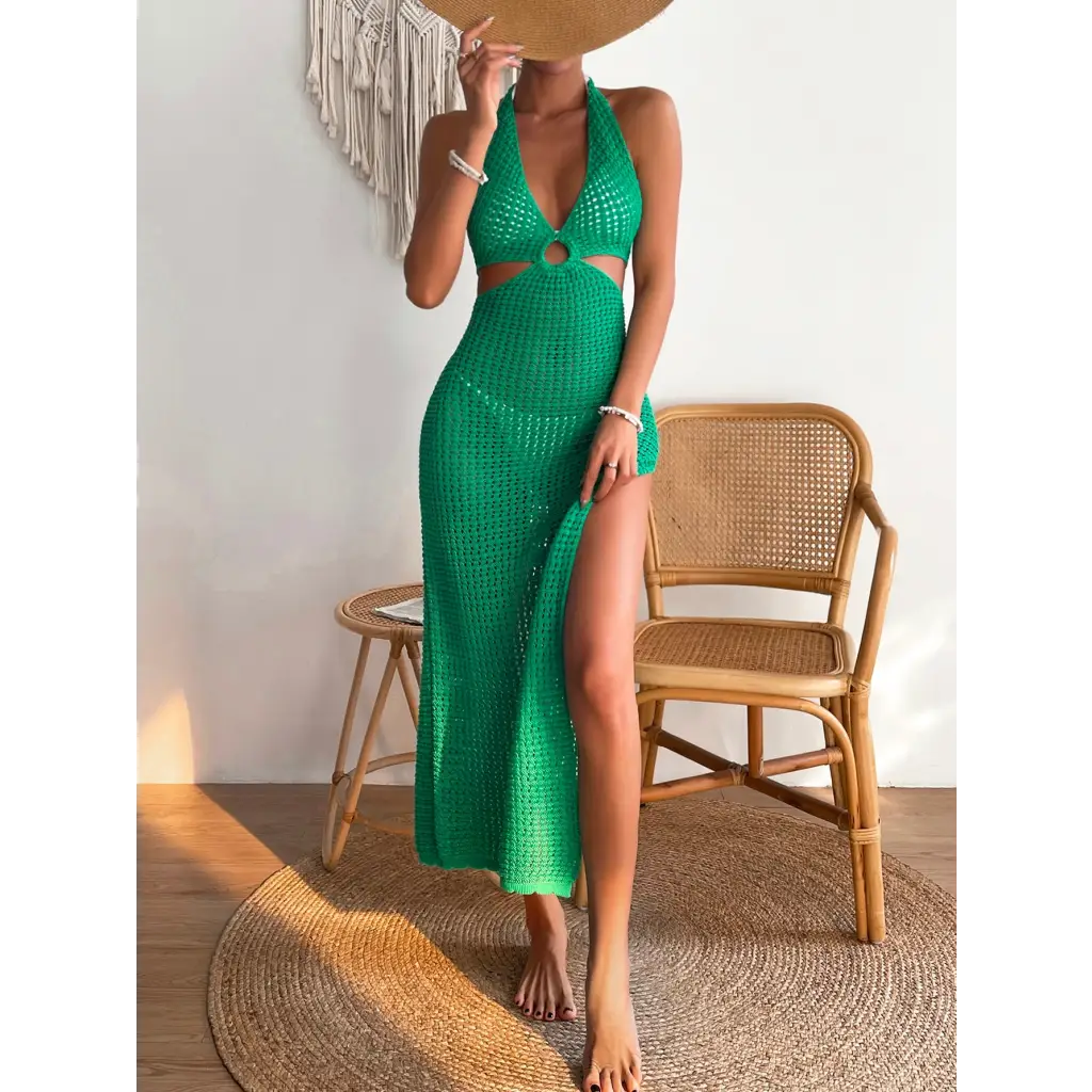 Backless Cover Up Dress - Green / S - Women Ups