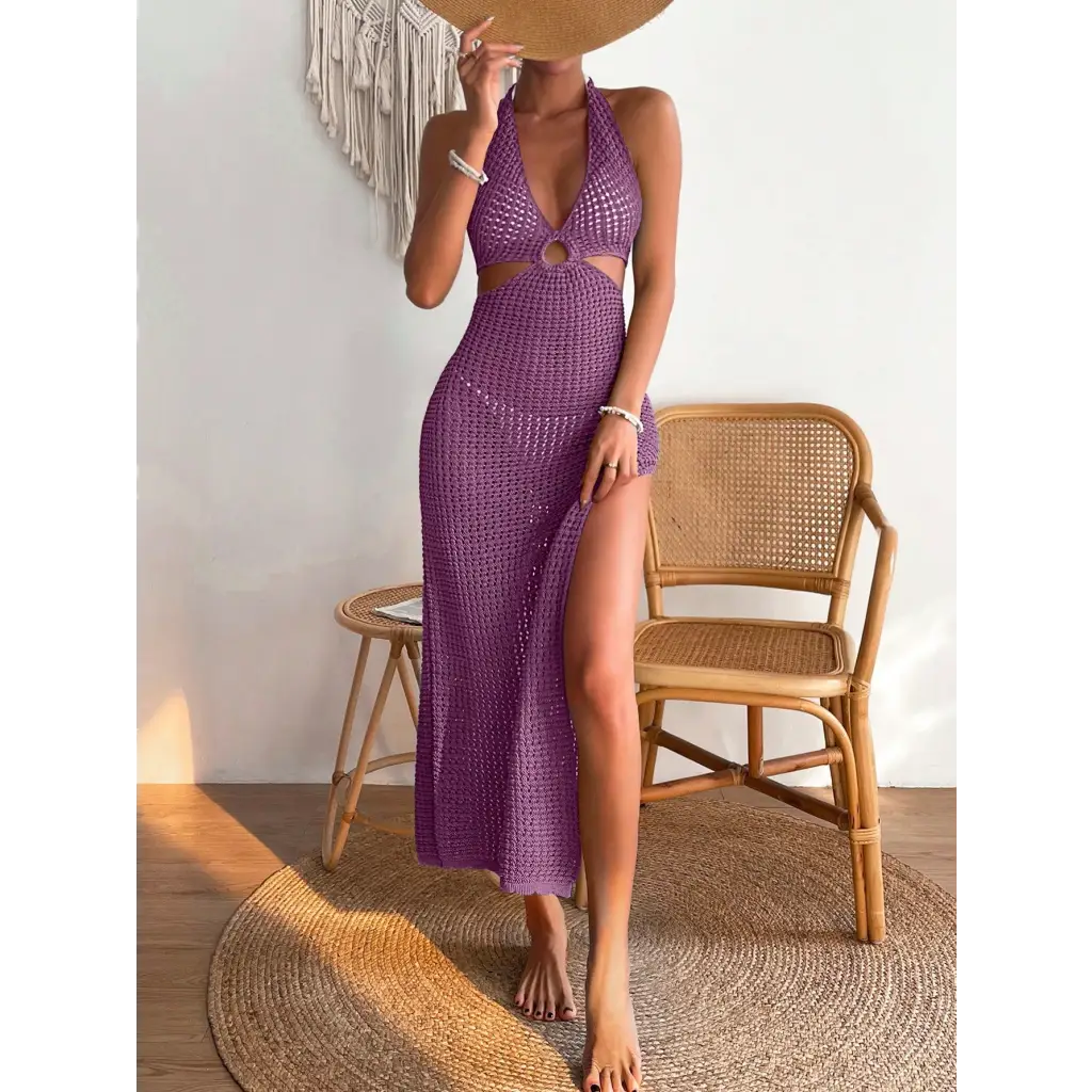 Backless Cover Up Dress - Purple / S - Women Ups