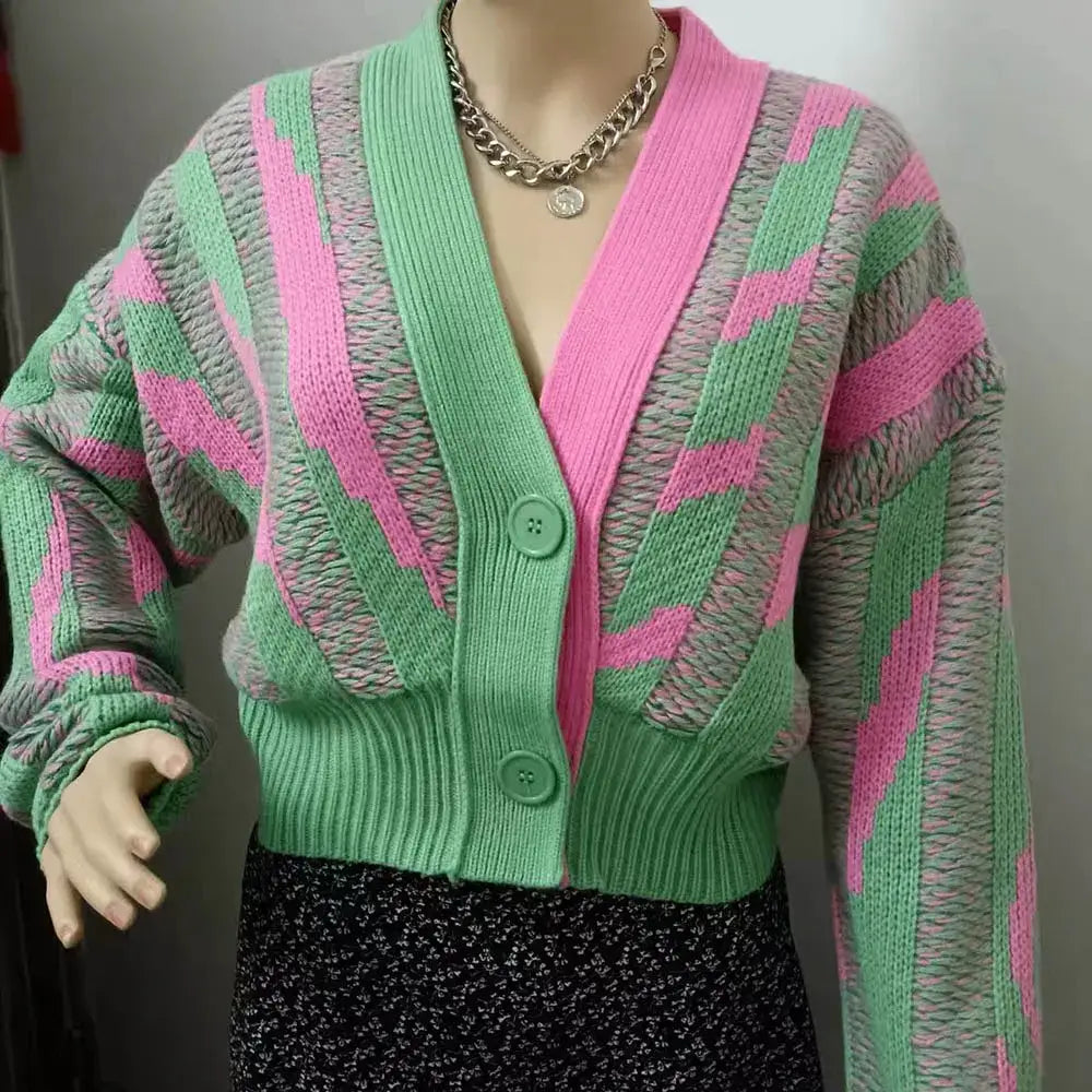 Crop Cardigan High Street Winter - green / One Size