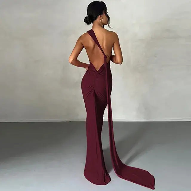 Elegant Maxi Dress Festival Outfit - Claret / S