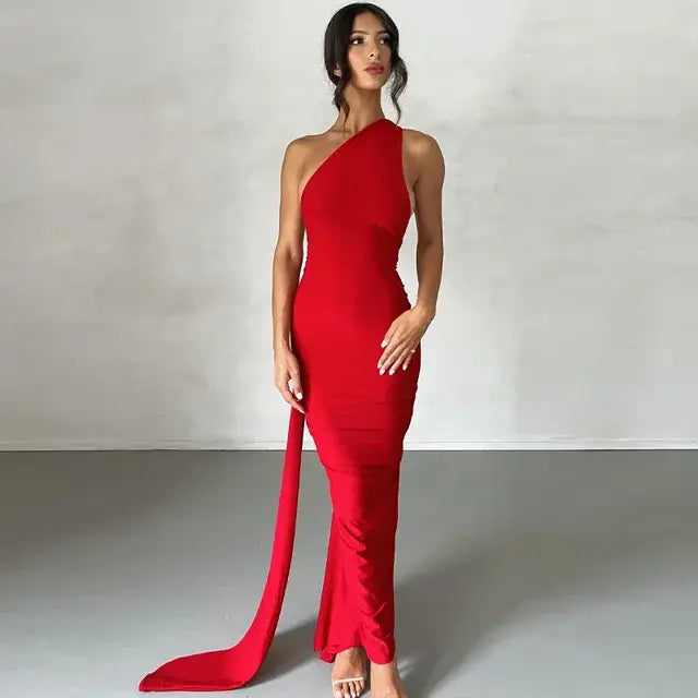 Elegant Maxi Dress Festival Outfit - Red / S