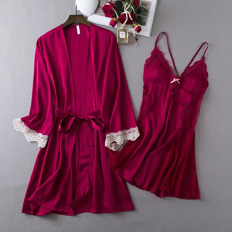 Satin Kimono- Lingerie 2PCS Sleep Set