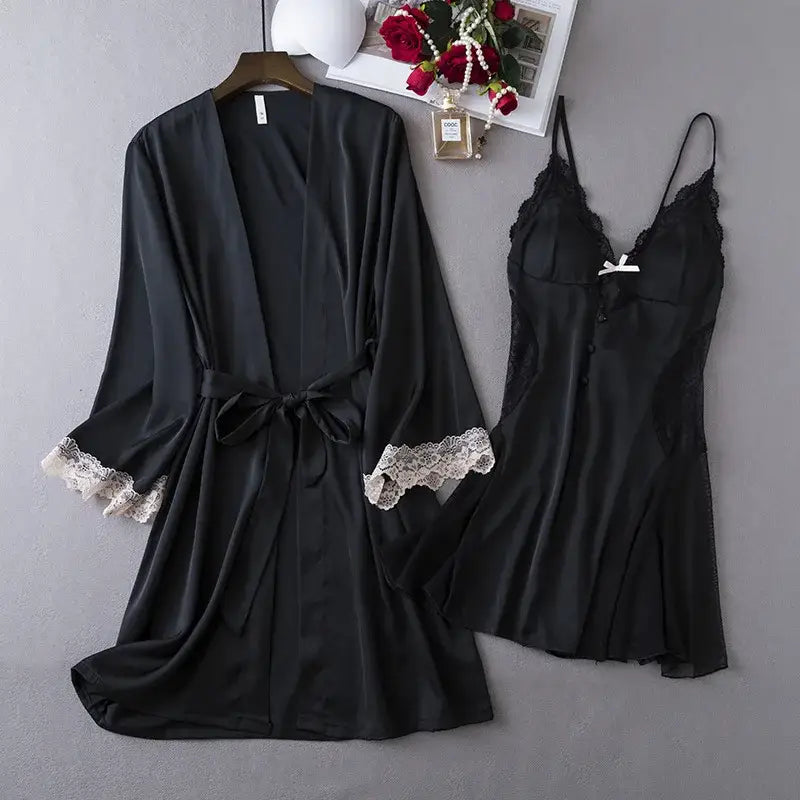 Satin Kimono- Lingerie 2PCS Sleep Set