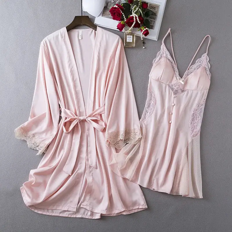 Satin Kimono- Lingerie 2PCS Sleep Set