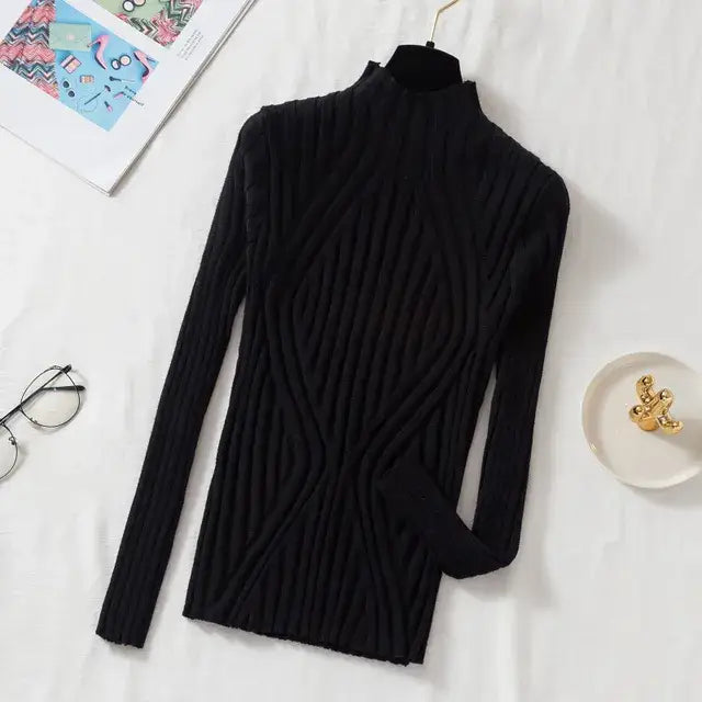 Slim Chic SweaterHalf Turtleneck - black / One Size