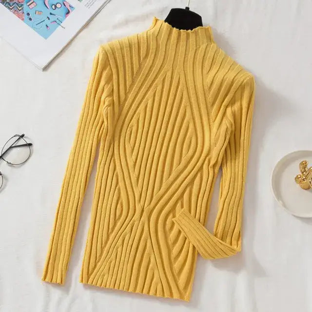 Slim Chic SweaterHalf Turtleneck - yellow / One Size