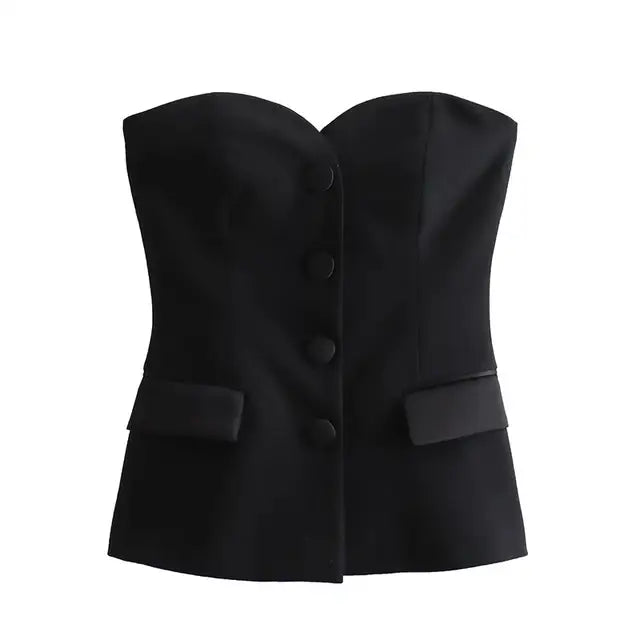 Spliced Corset Top Female - black / XS