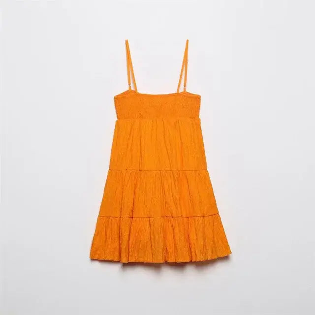 Texture Sling Dress - Orange / XS - dress