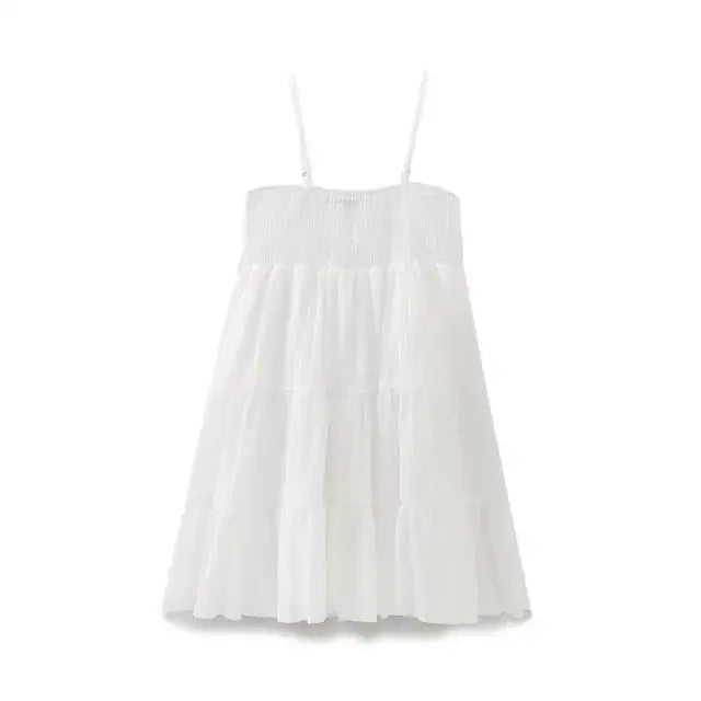 Texture Sling Dress - WHITE / XS - dress