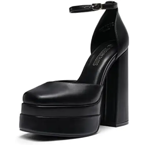 Women’s High Block Heels Square - 6 / Black - Pumps