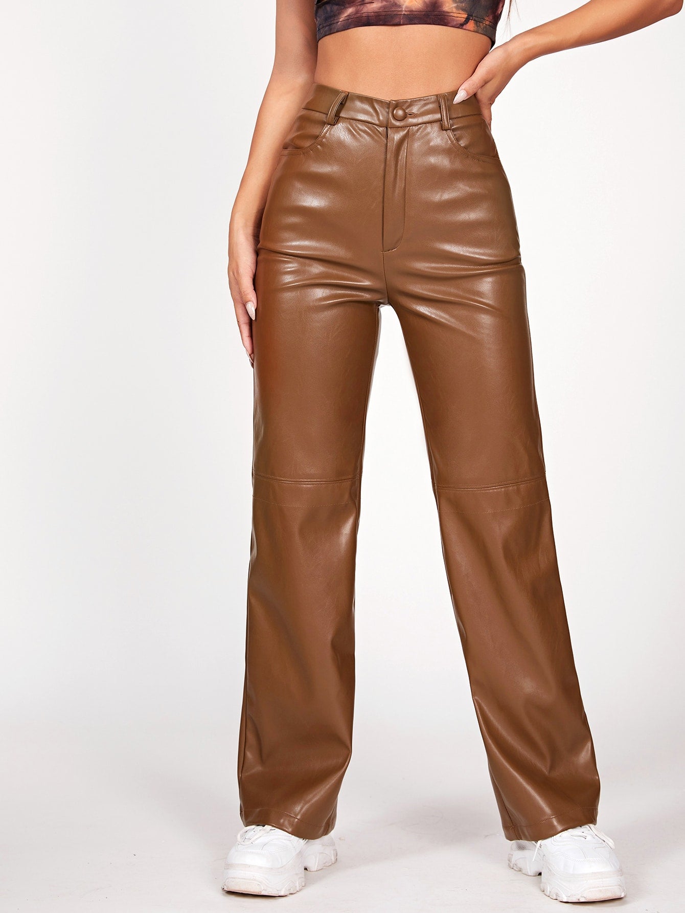 Leather Straight Leg Pants