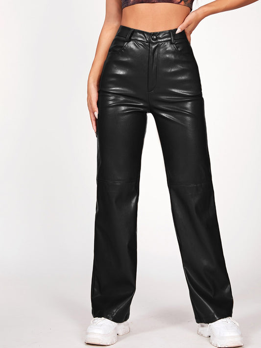 Leather Straight Leg Pants