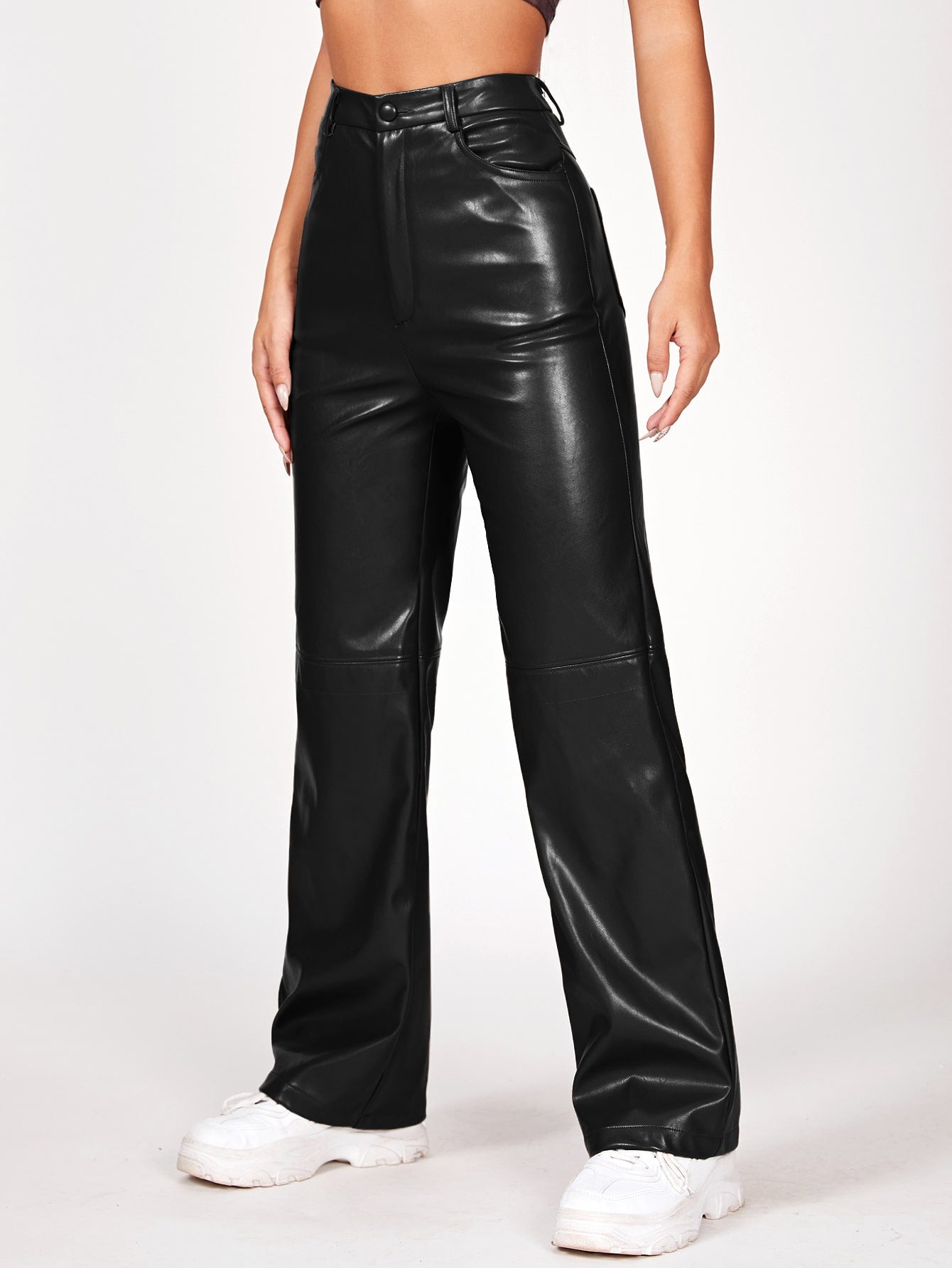 Leather Straight Leg Pants