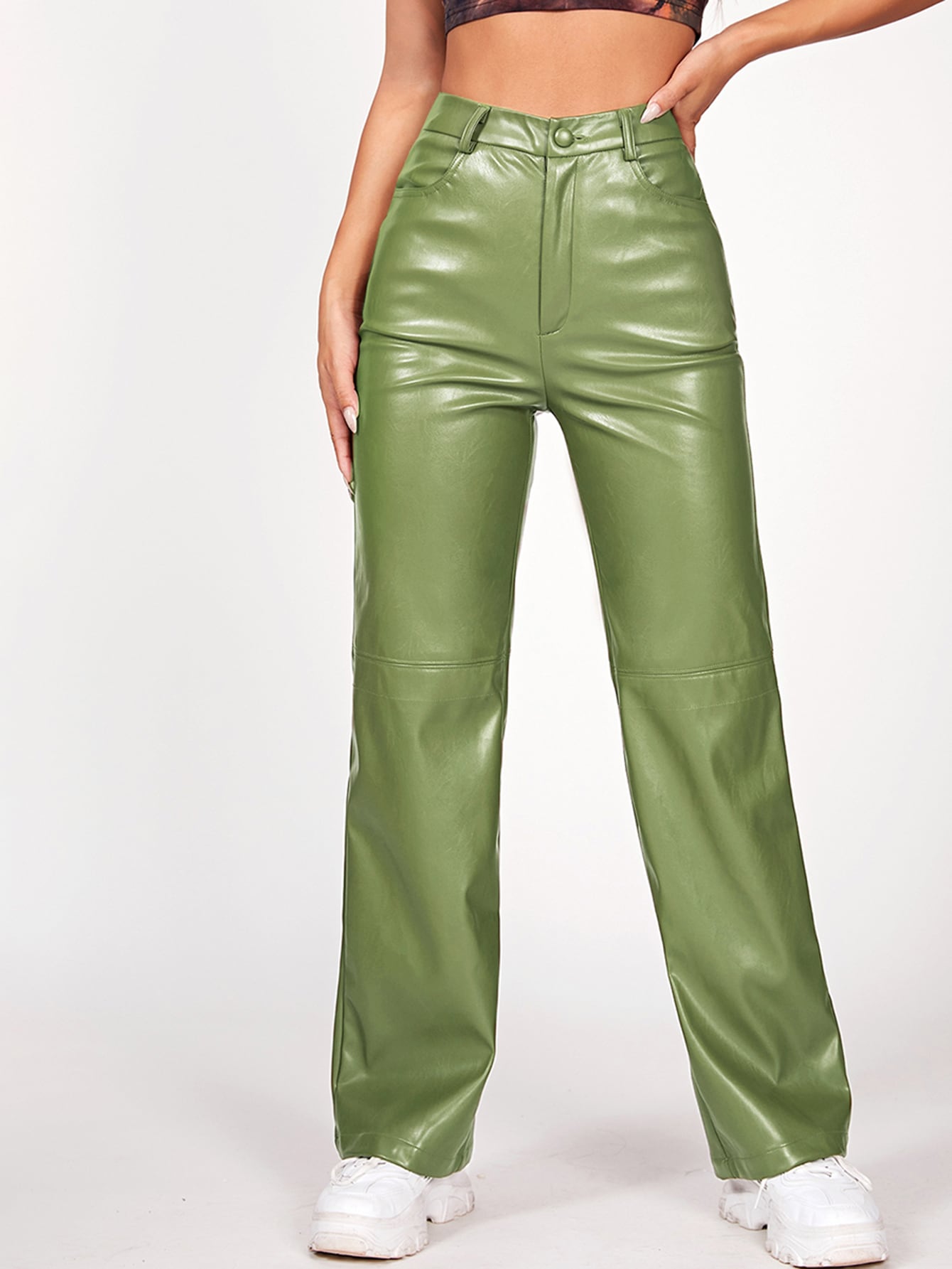 Leather Straight Leg Pants