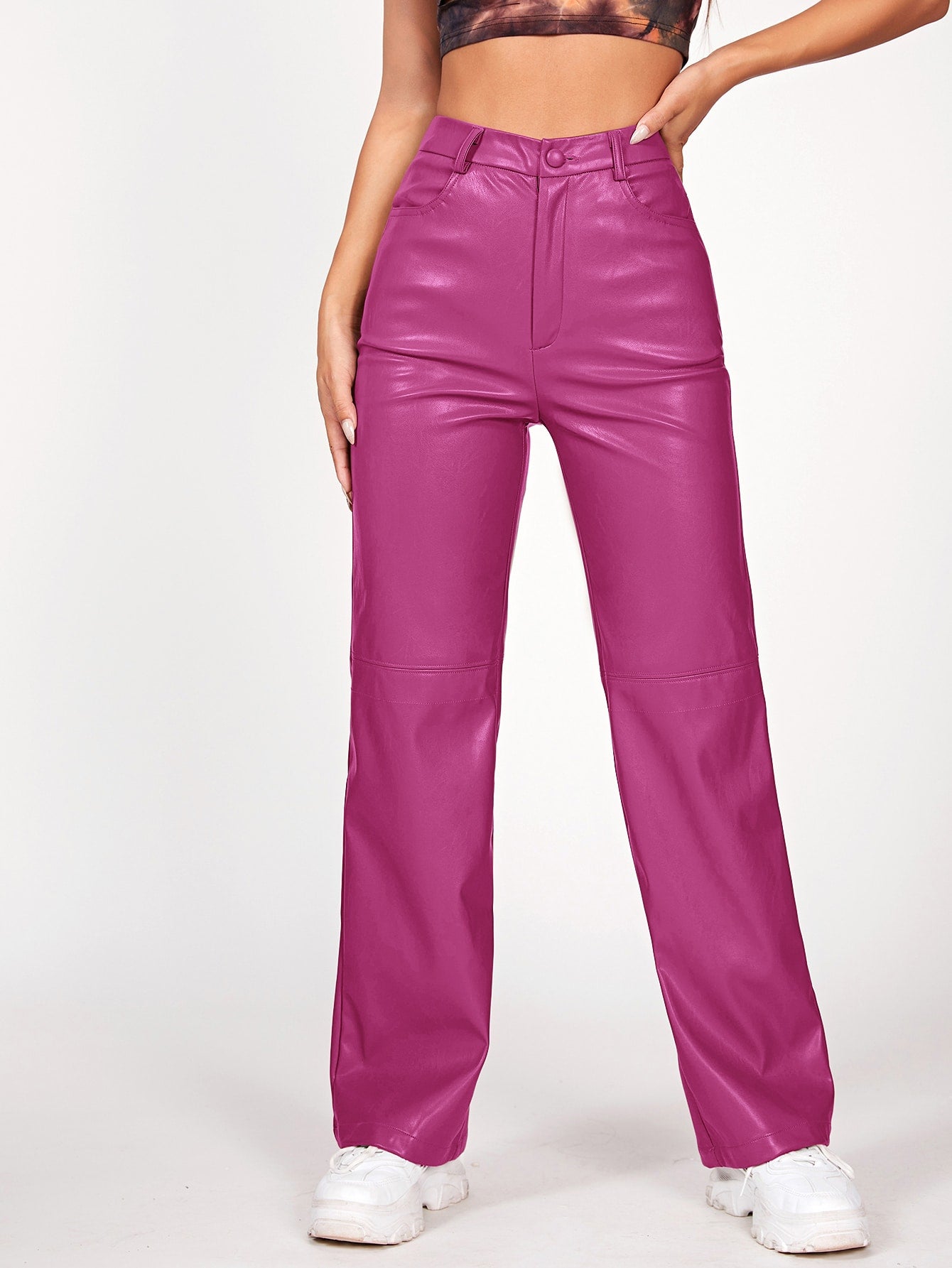 Leather Straight Leg Pants