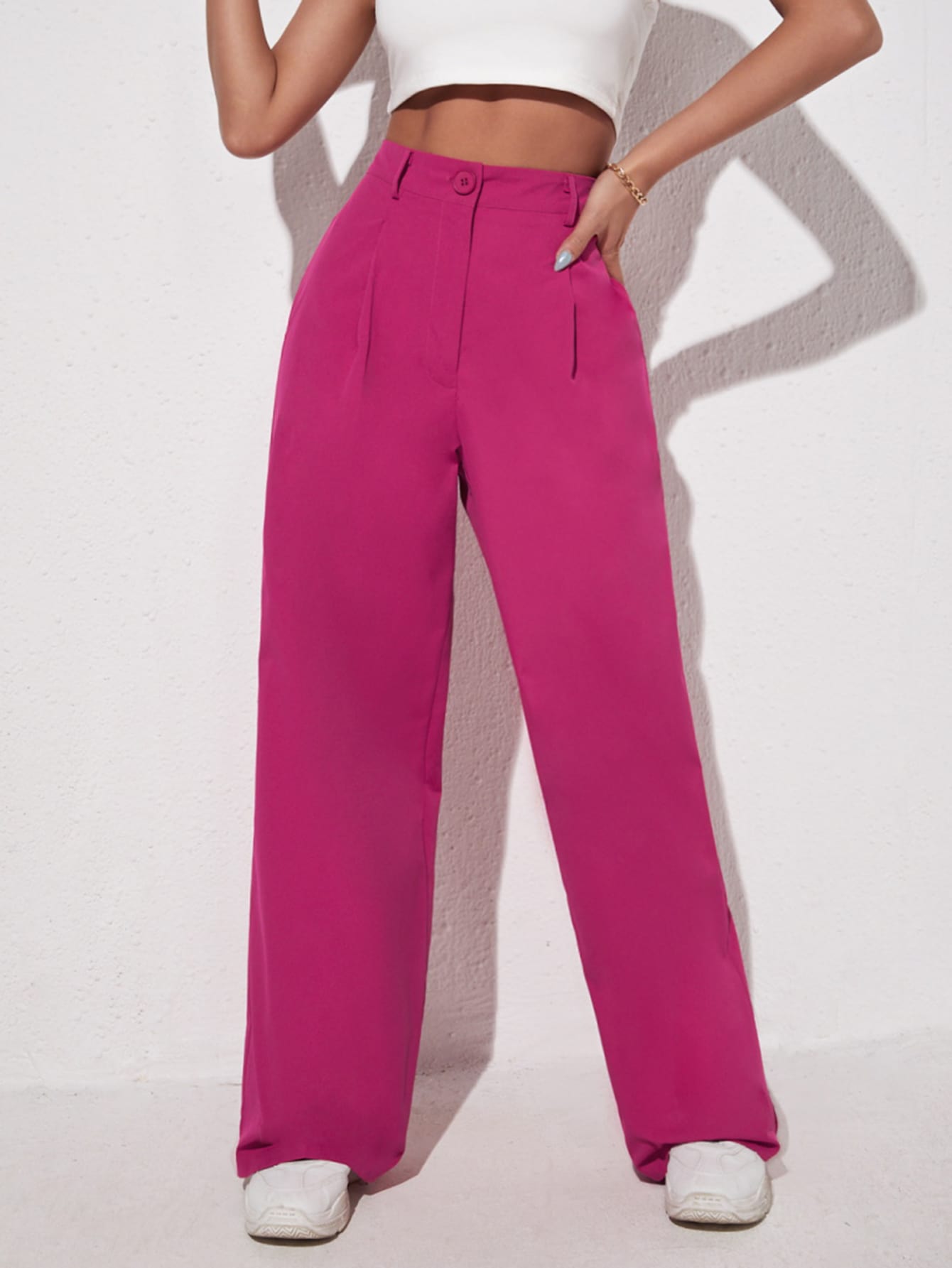 Solid Wide Leg Pants