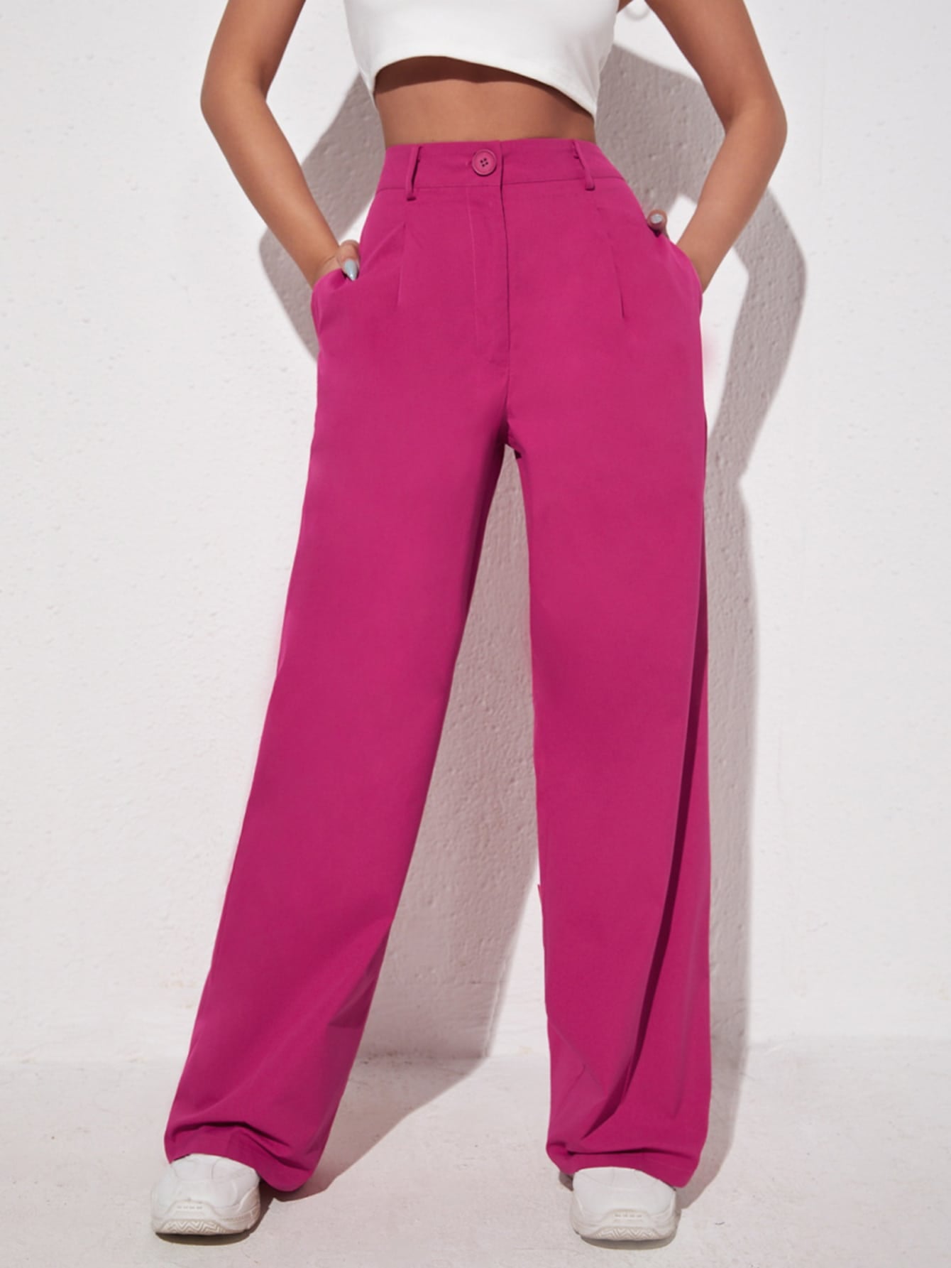 Solid Wide Leg Pants