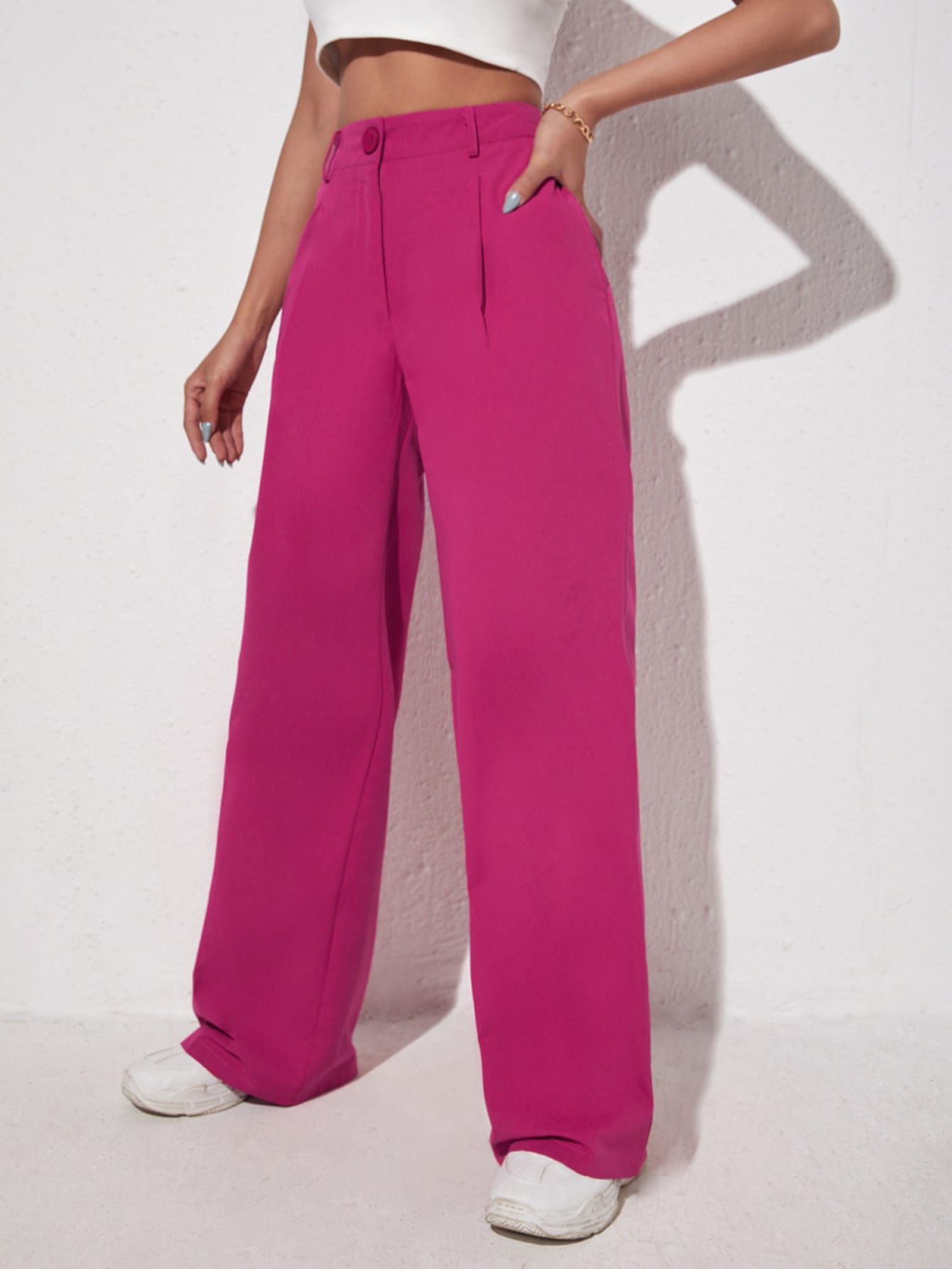 Solid Wide Leg Pants