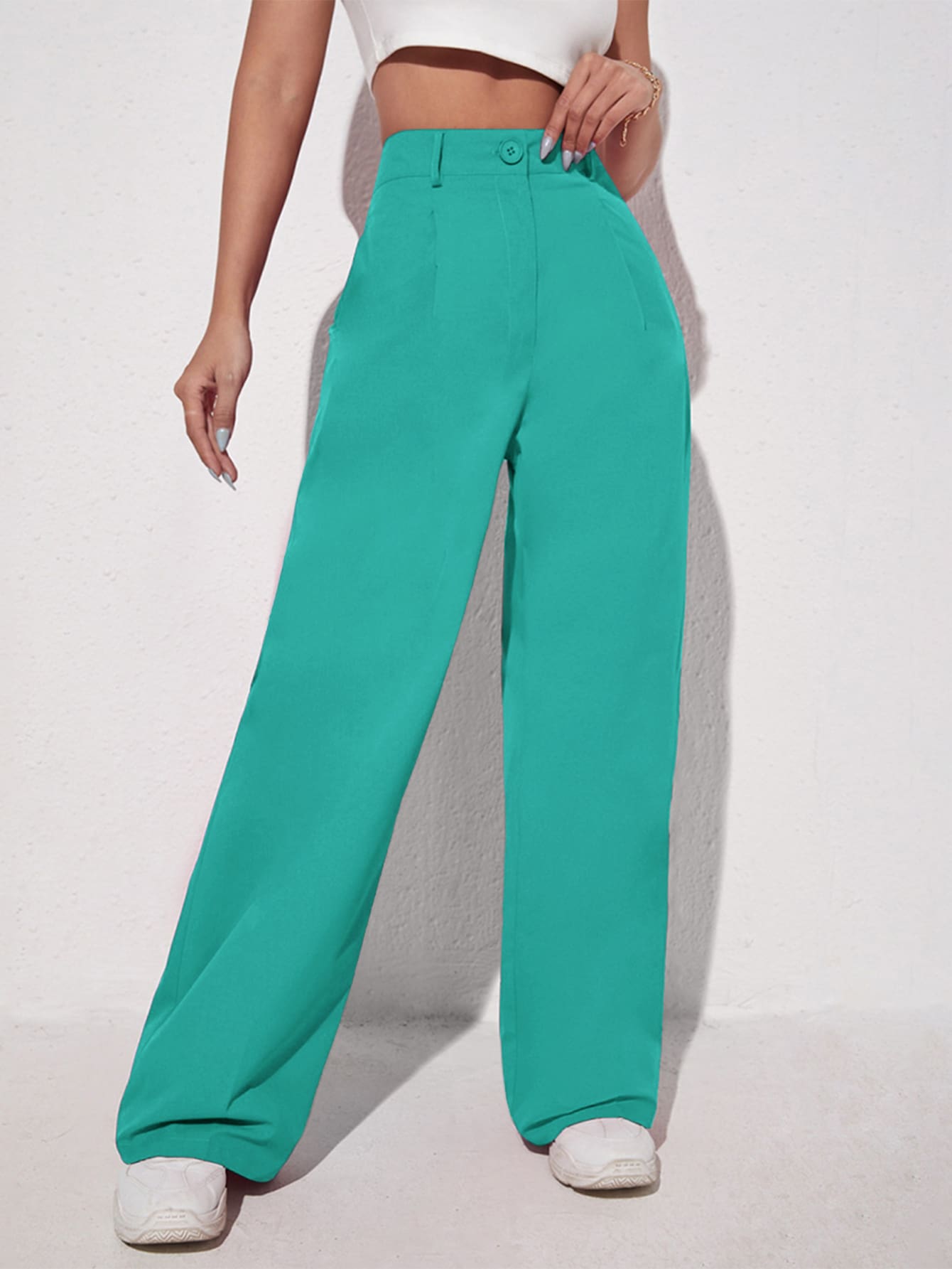 Solid Wide Leg Pants