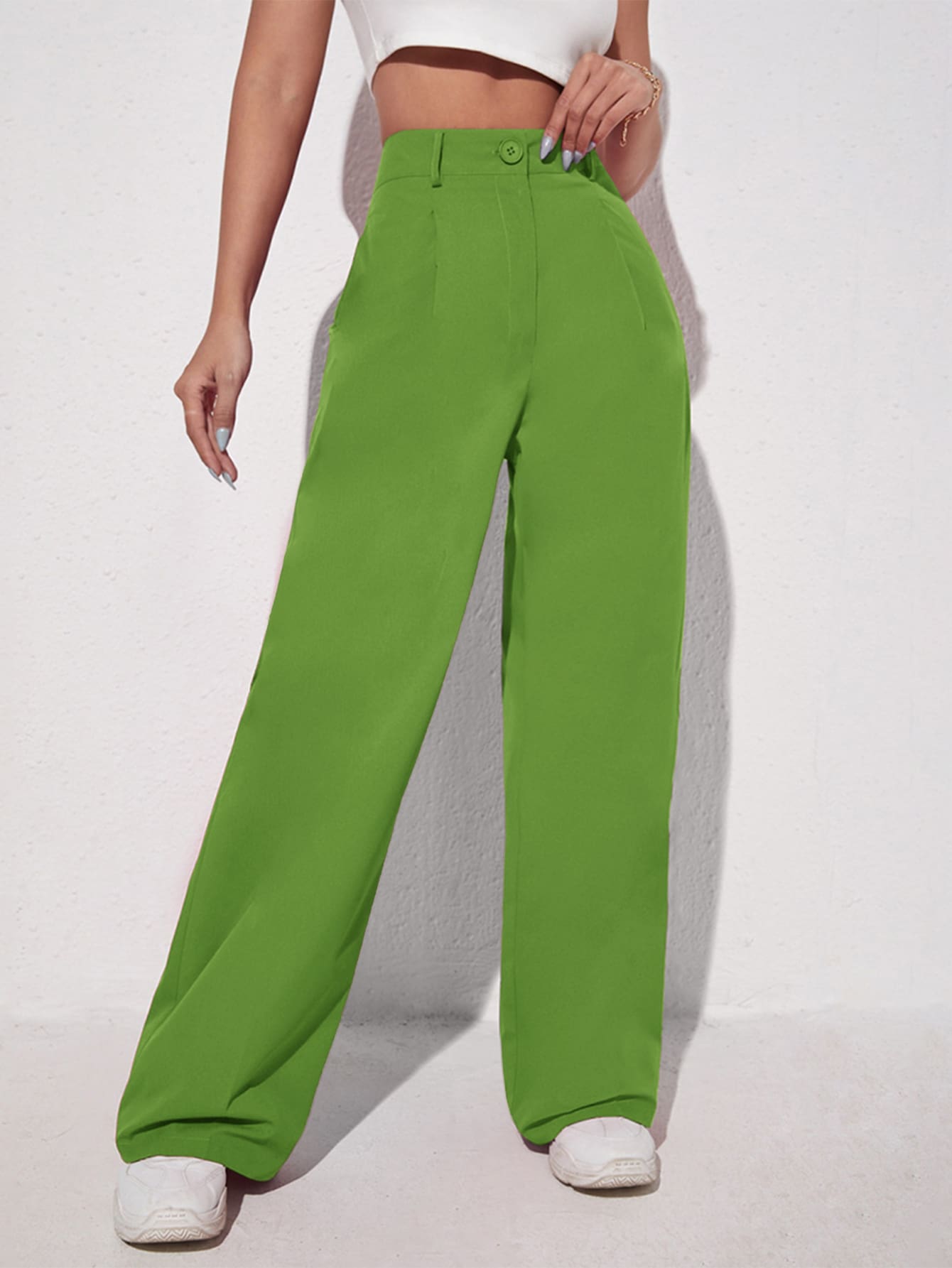 Solid Wide Leg Pants