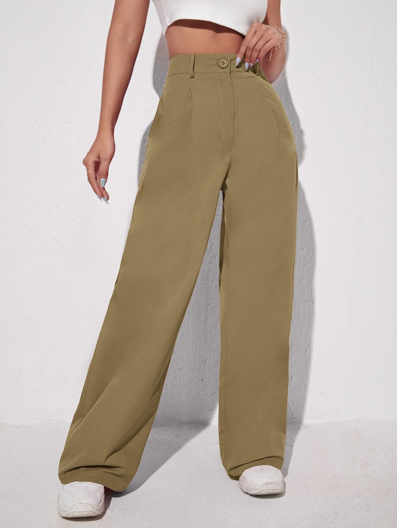 Solid Wide Leg Pants