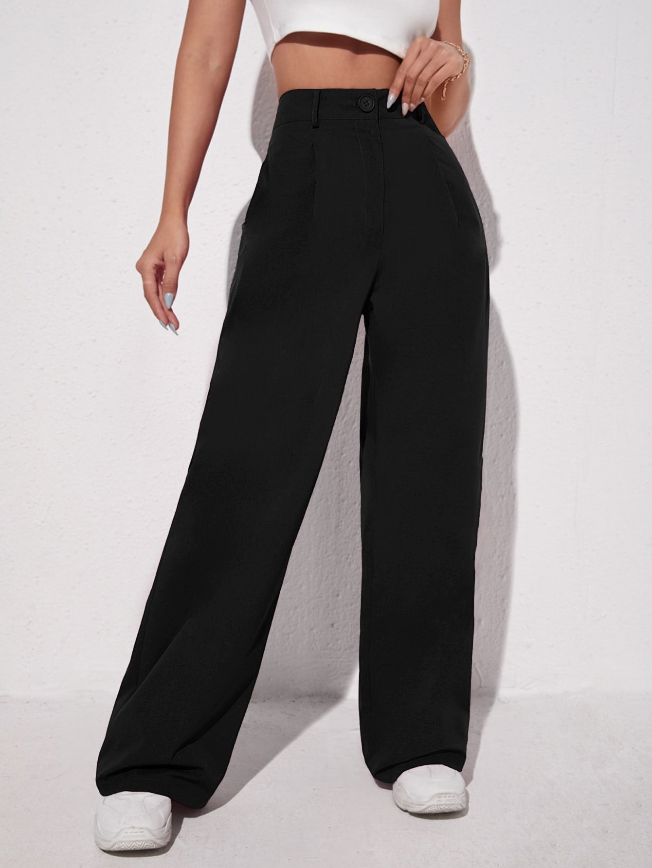 Solid Wide Leg Pants