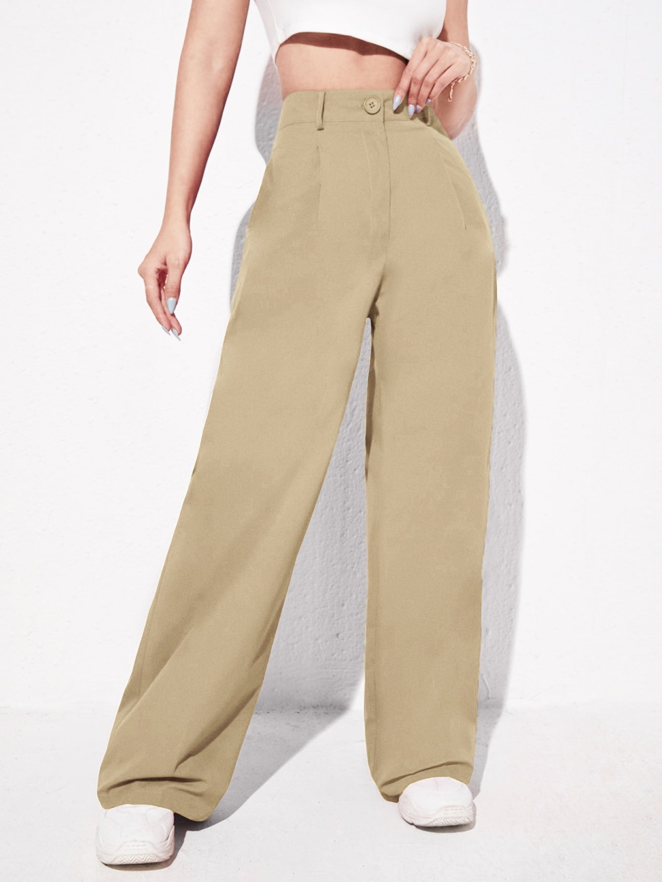 Solid Wide Leg Pants