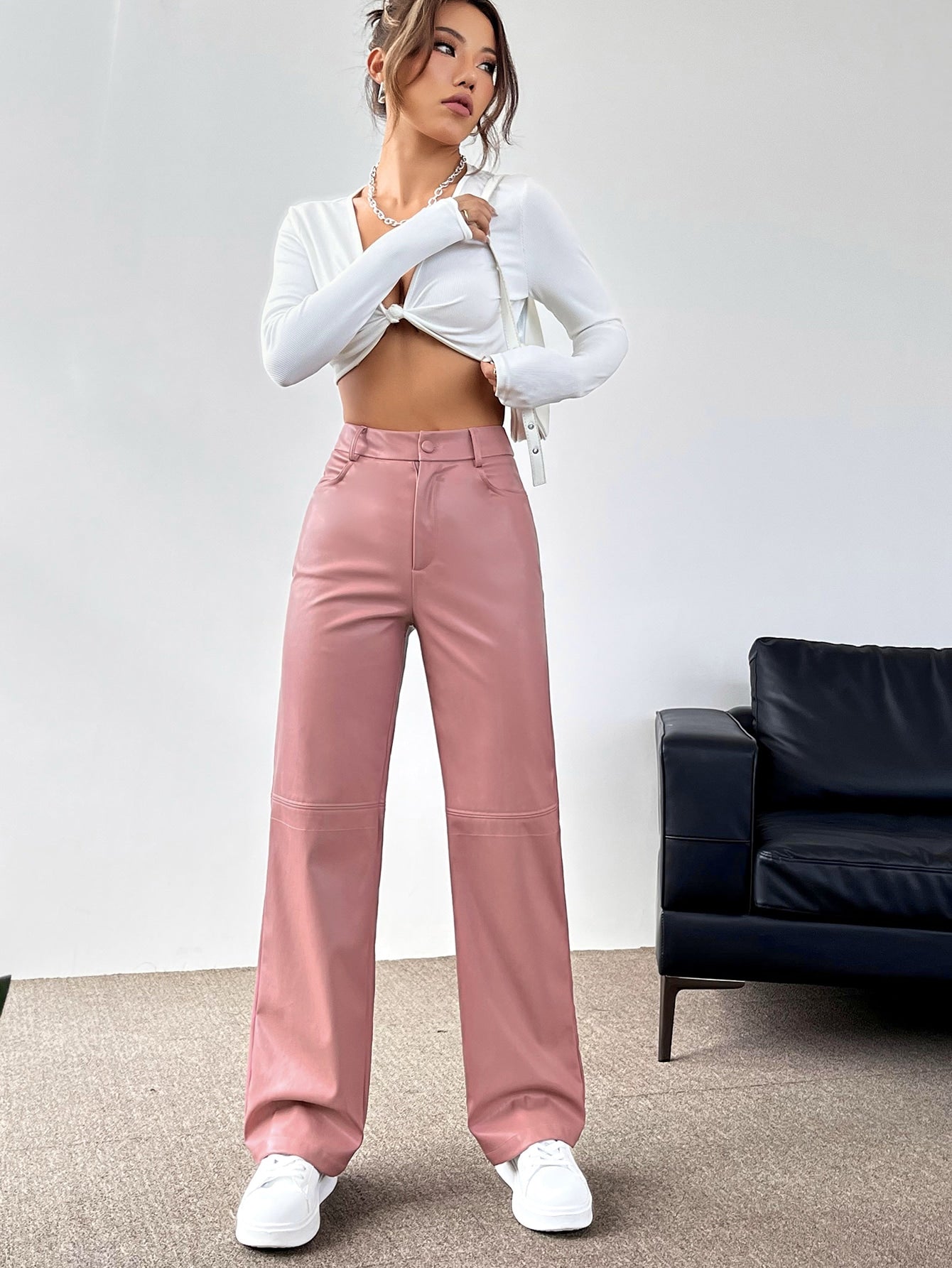 Leather Straight Leg Pants