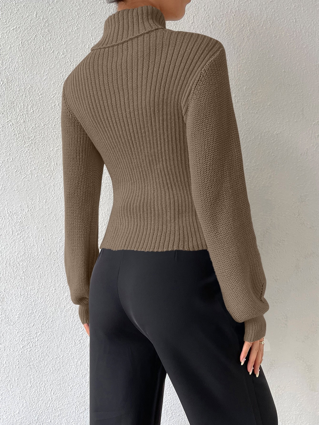 Turtleneck Cut Out Eyelet Detail Sweater