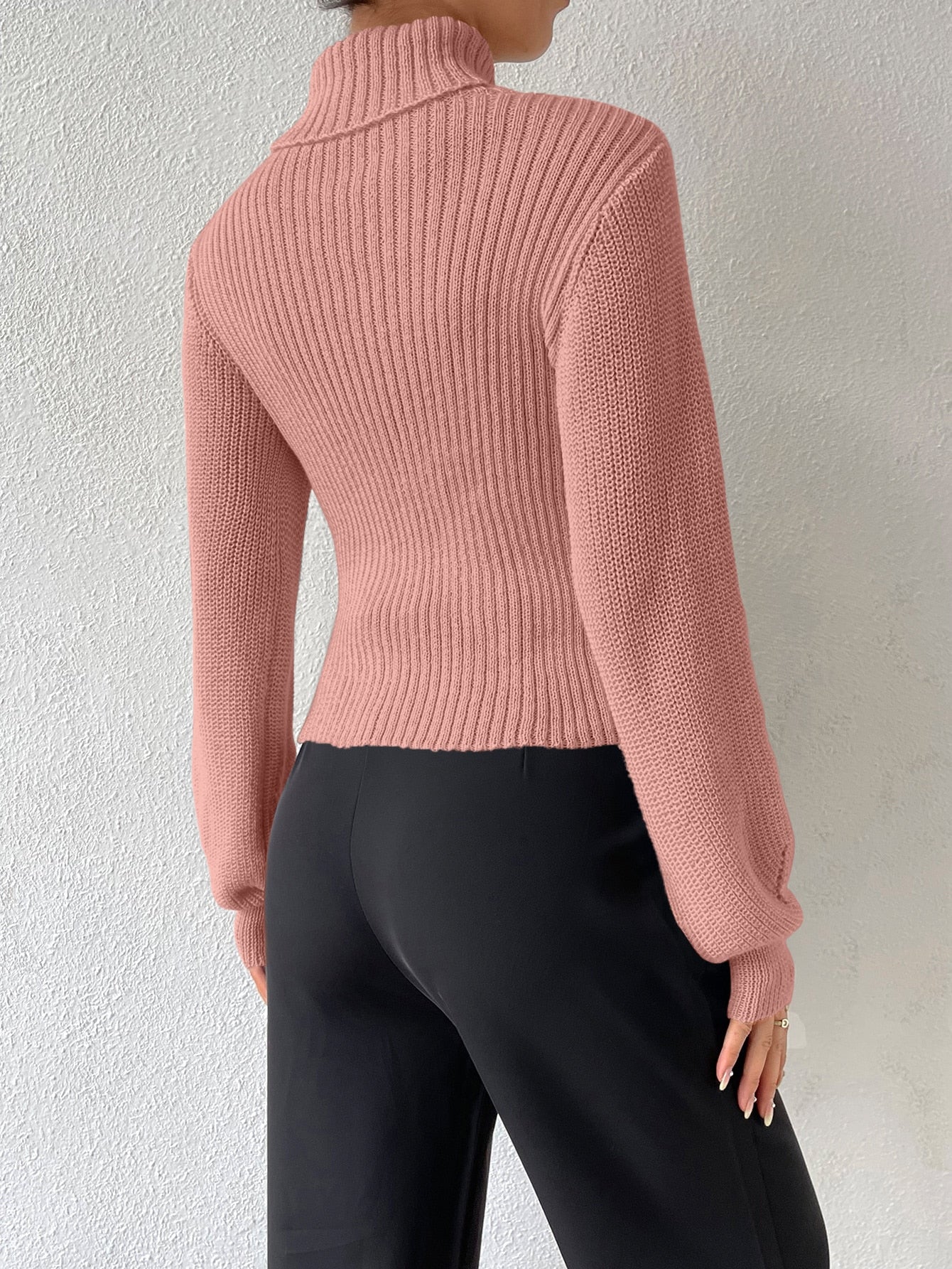 Turtleneck Cut Out Eyelet Detail Sweater