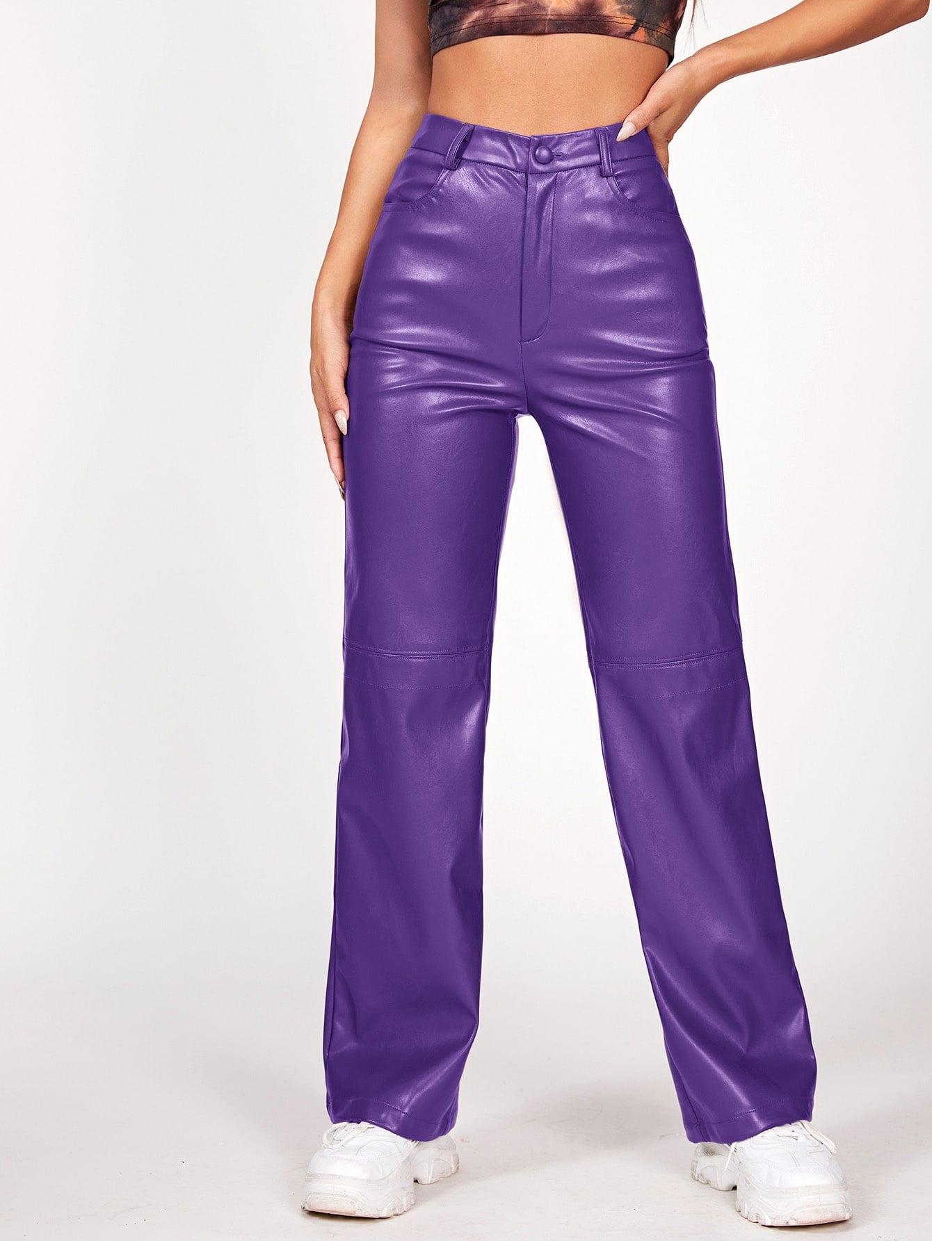 Leather Straight Leg Pants