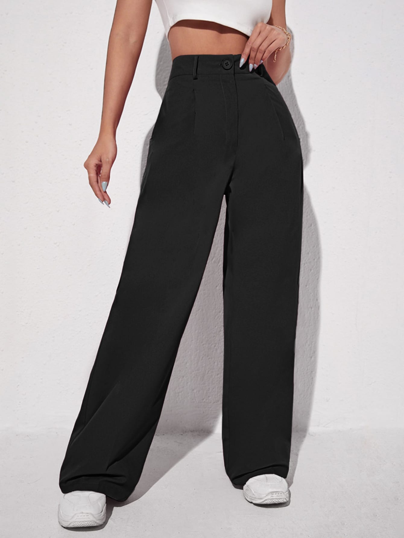 Solid Wide Leg Pants