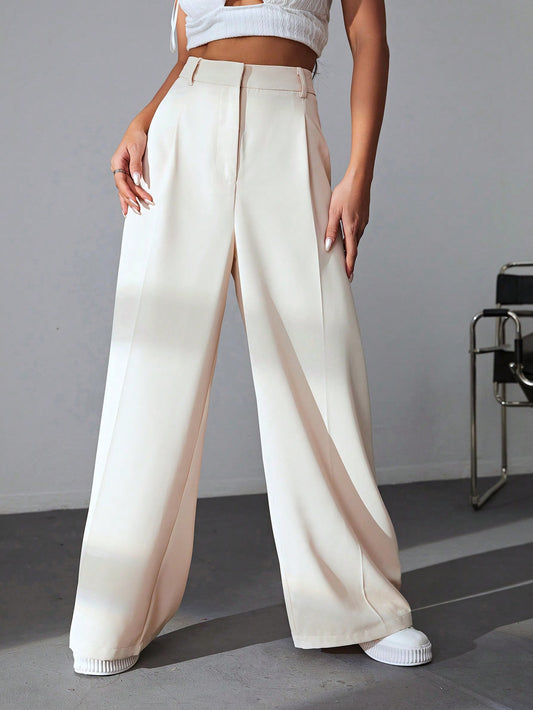 Classy Solid Wide Leg Pants