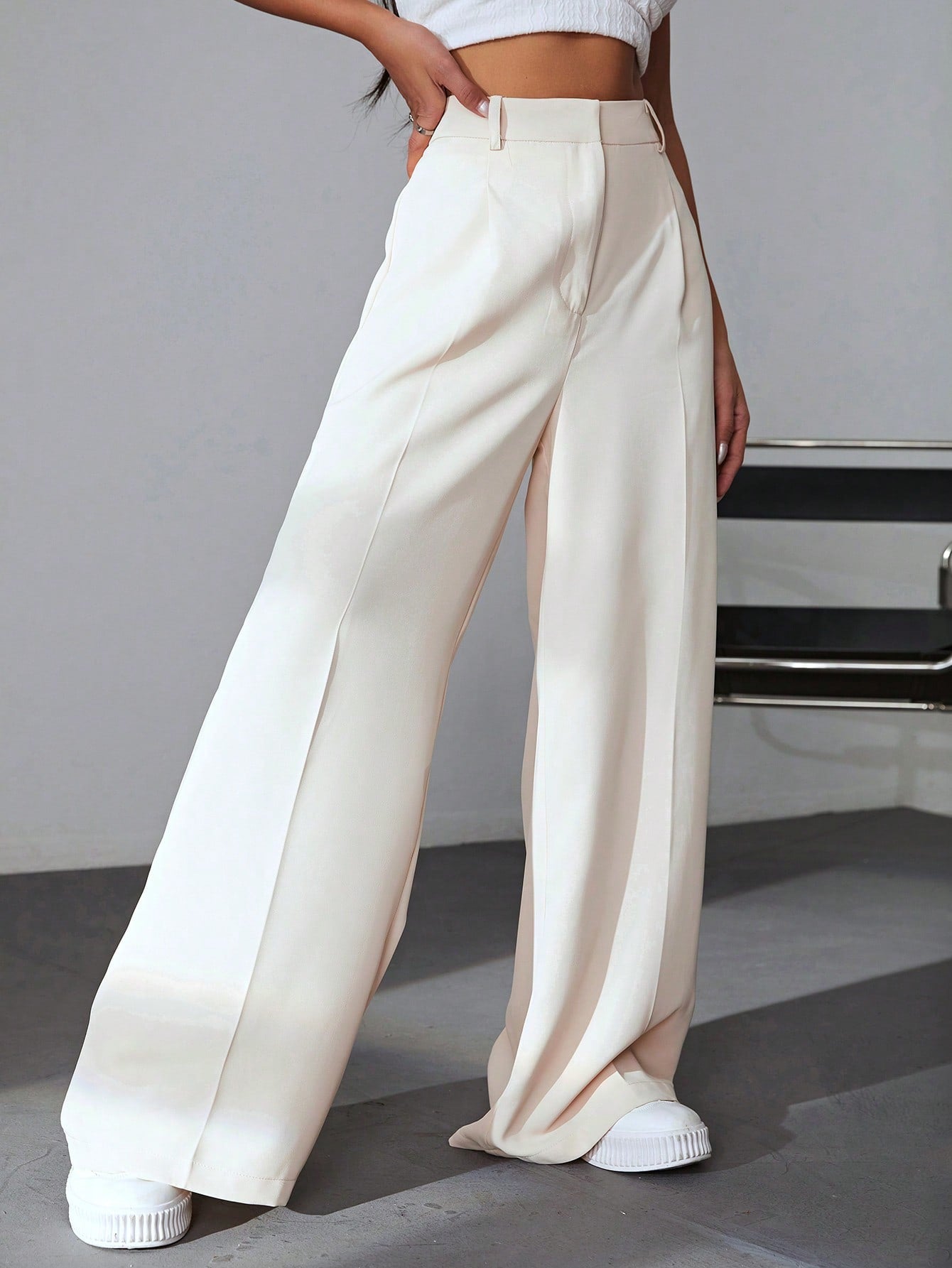 Classy Solid Wide Leg Pants