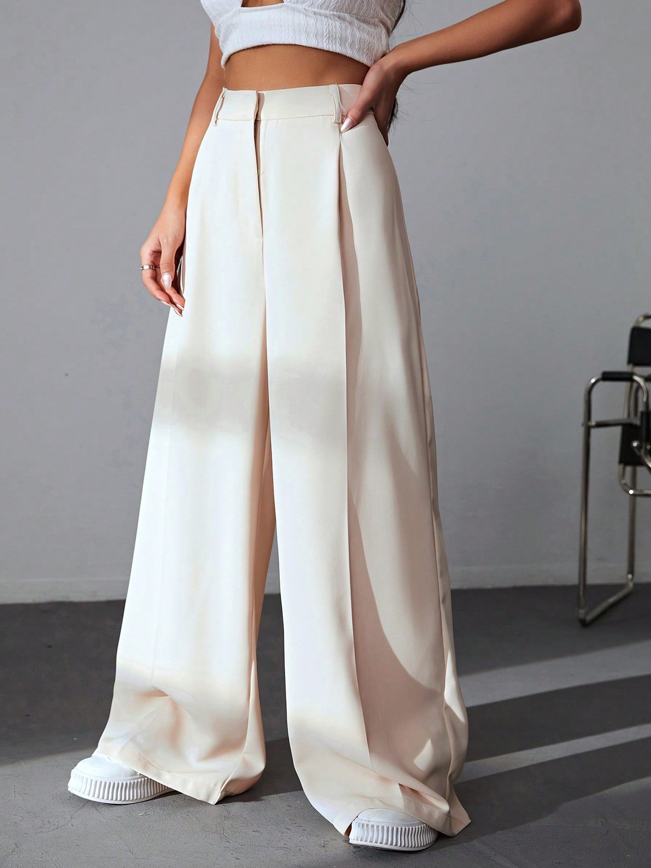 Classy Solid Wide Leg Pants