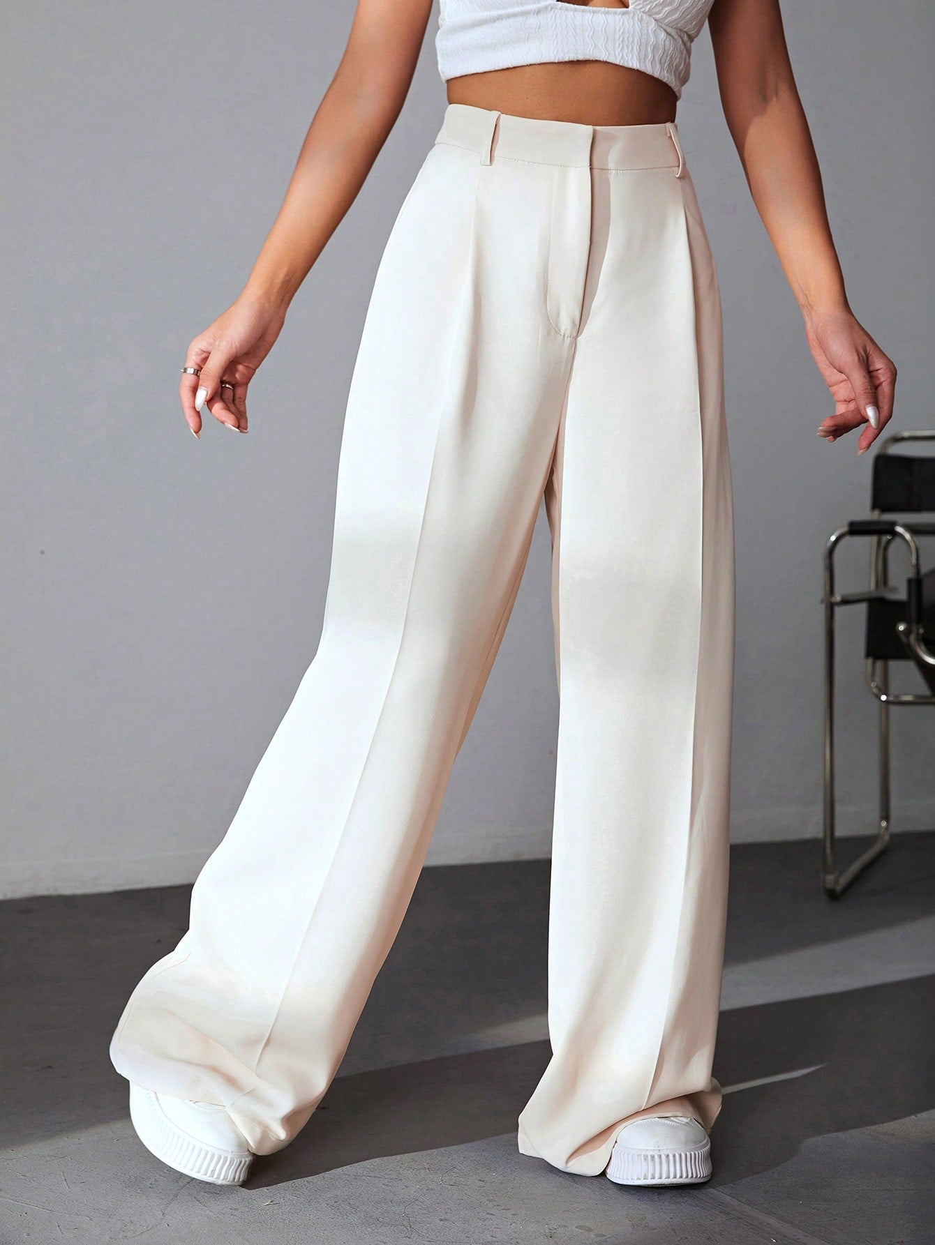 Classy Solid Wide Leg Pants