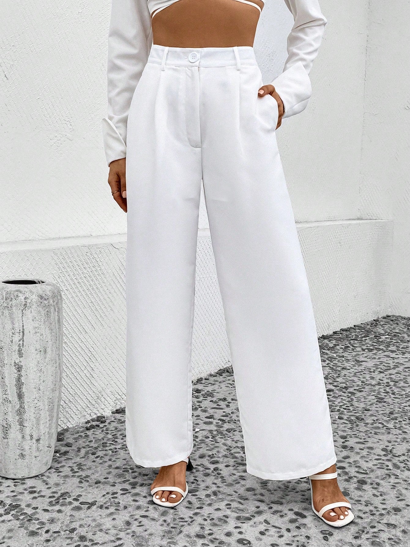 Solid Wide Leg Pants