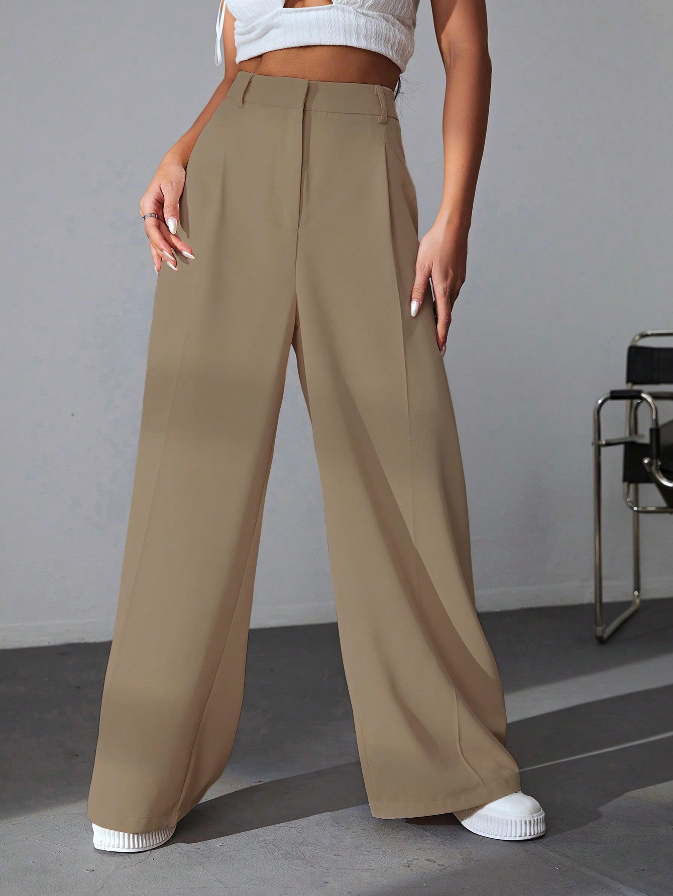 Classy Solid Wide Leg Pants