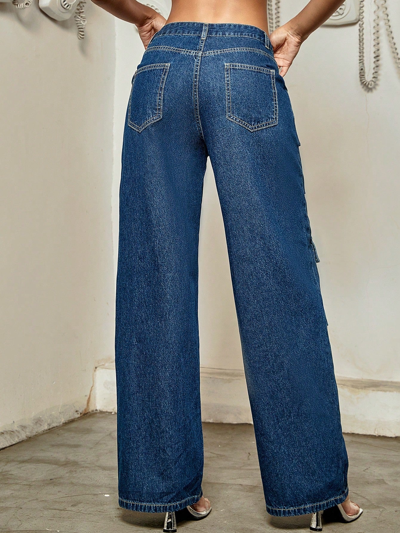 Street Flap Pocket Wide Leg Cargo Jeans