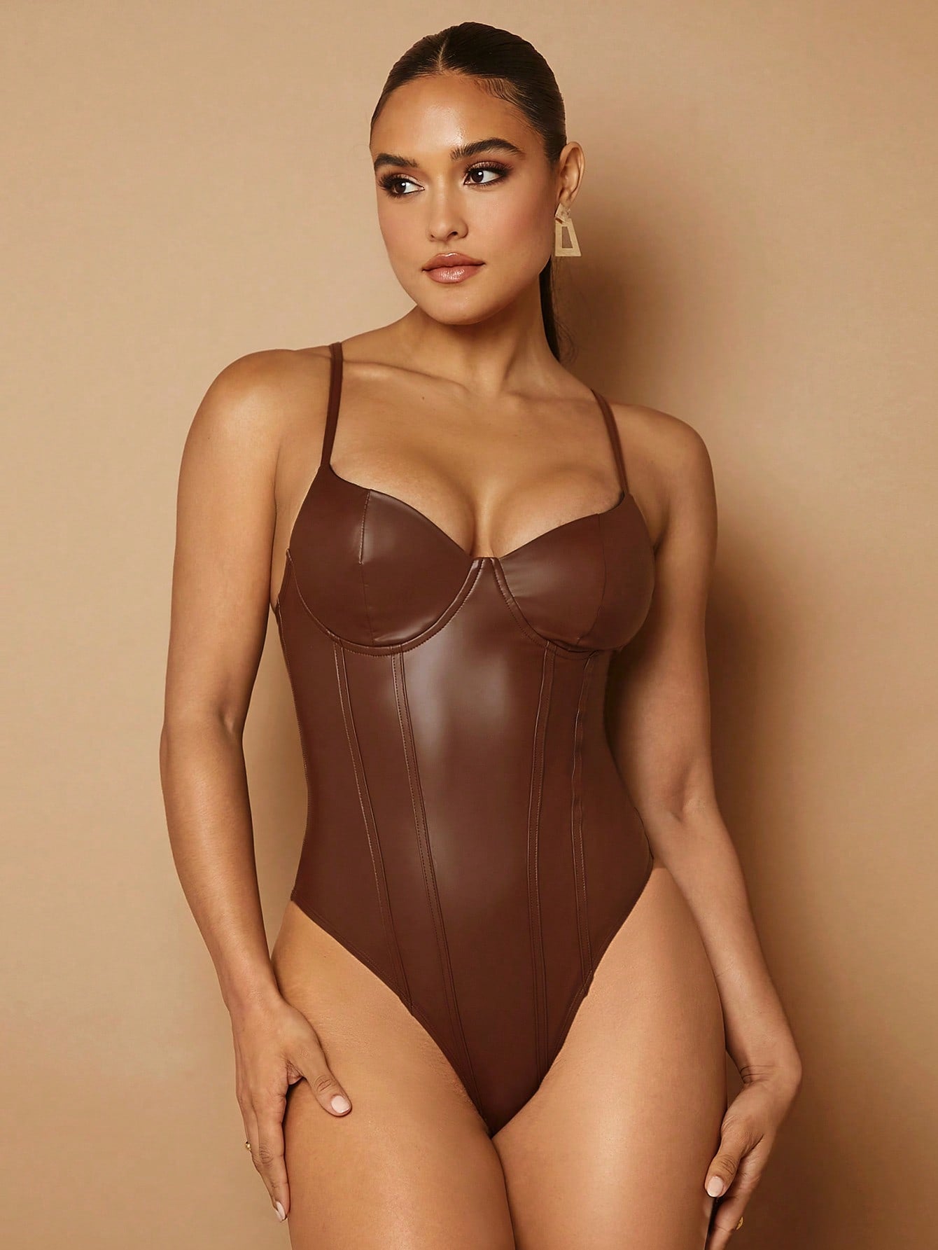 Sexy Leather Cami Bodysuit