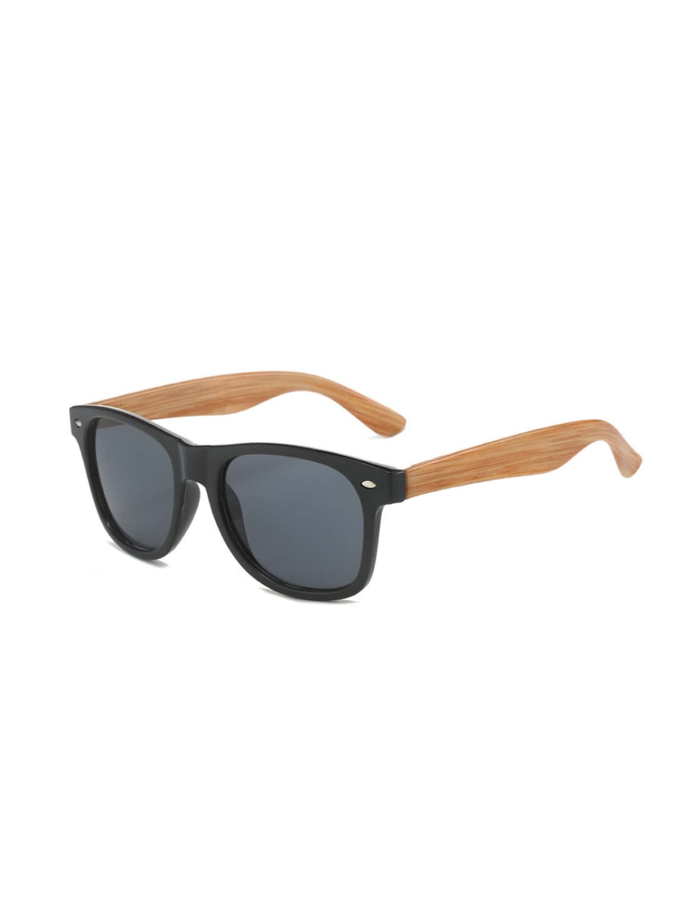 Classic Style Pc Wood Grain Texture Sunglasses, Vintage Rivet Wayfarer Shades