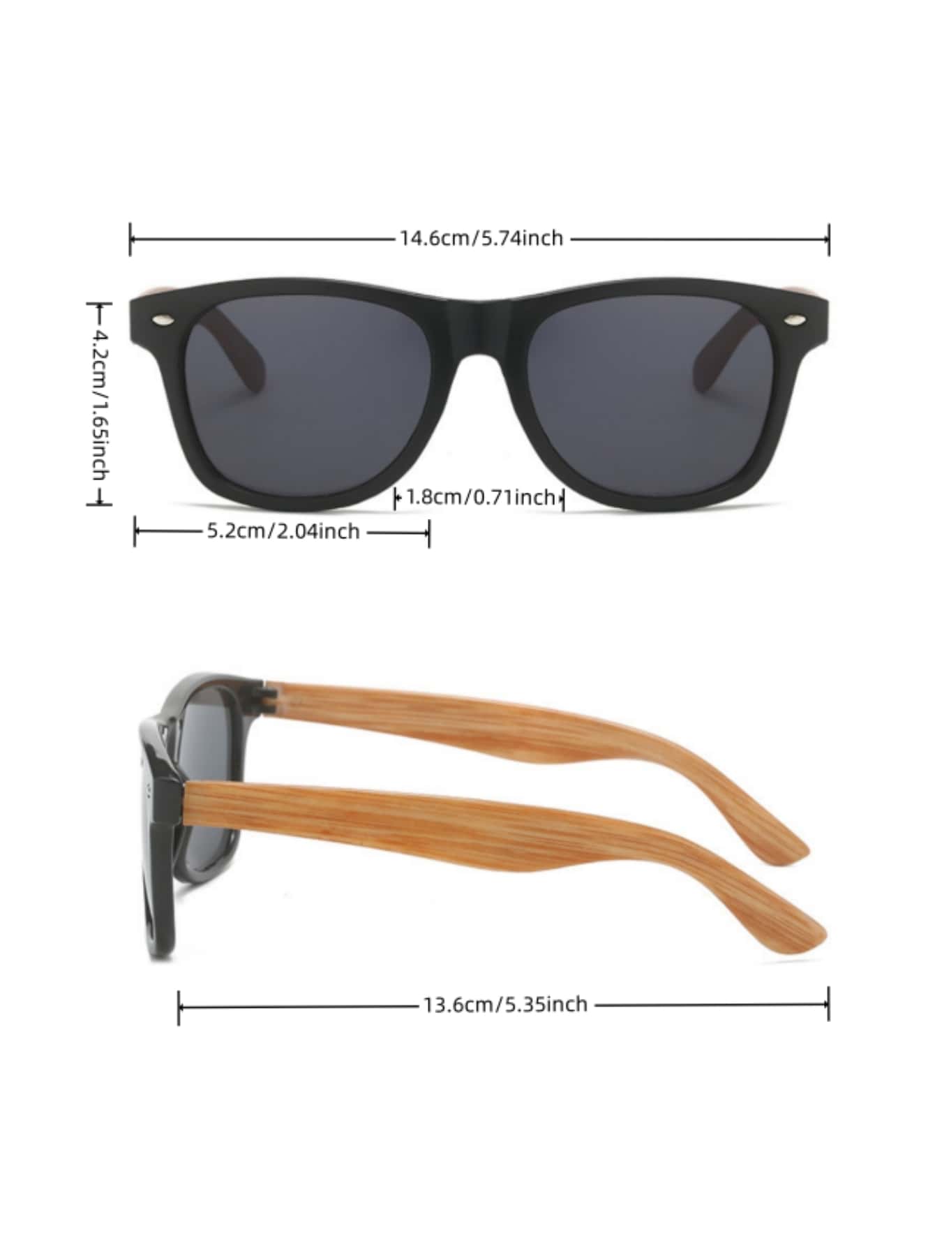 Classic Style Pc Wood Grain Texture Sunglasses, Vintage Rivet Wayfarer Shades