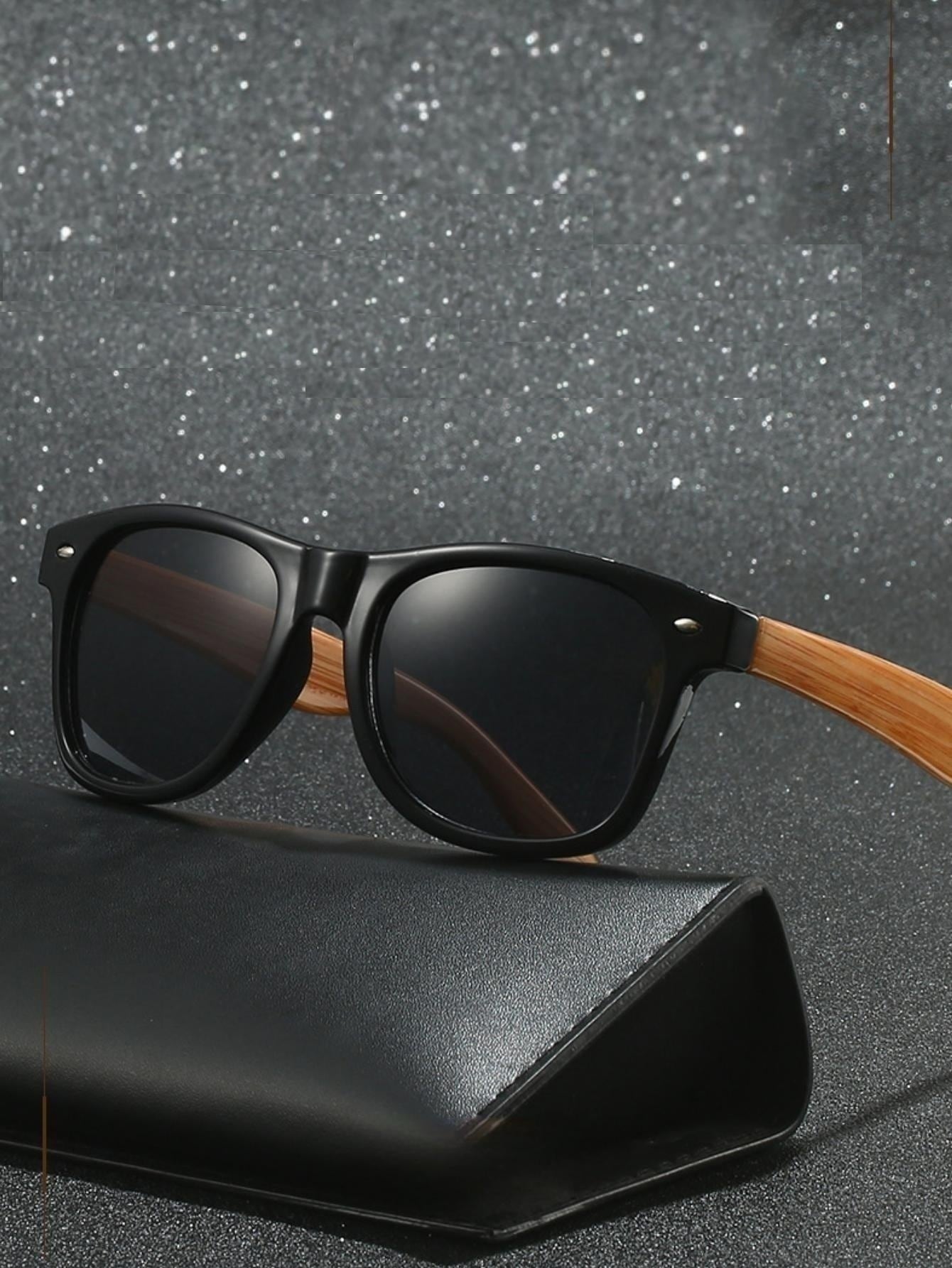 Classic Style Pc Wood Grain Texture Sunglasses, Vintage Rivet Wayfarer Shades