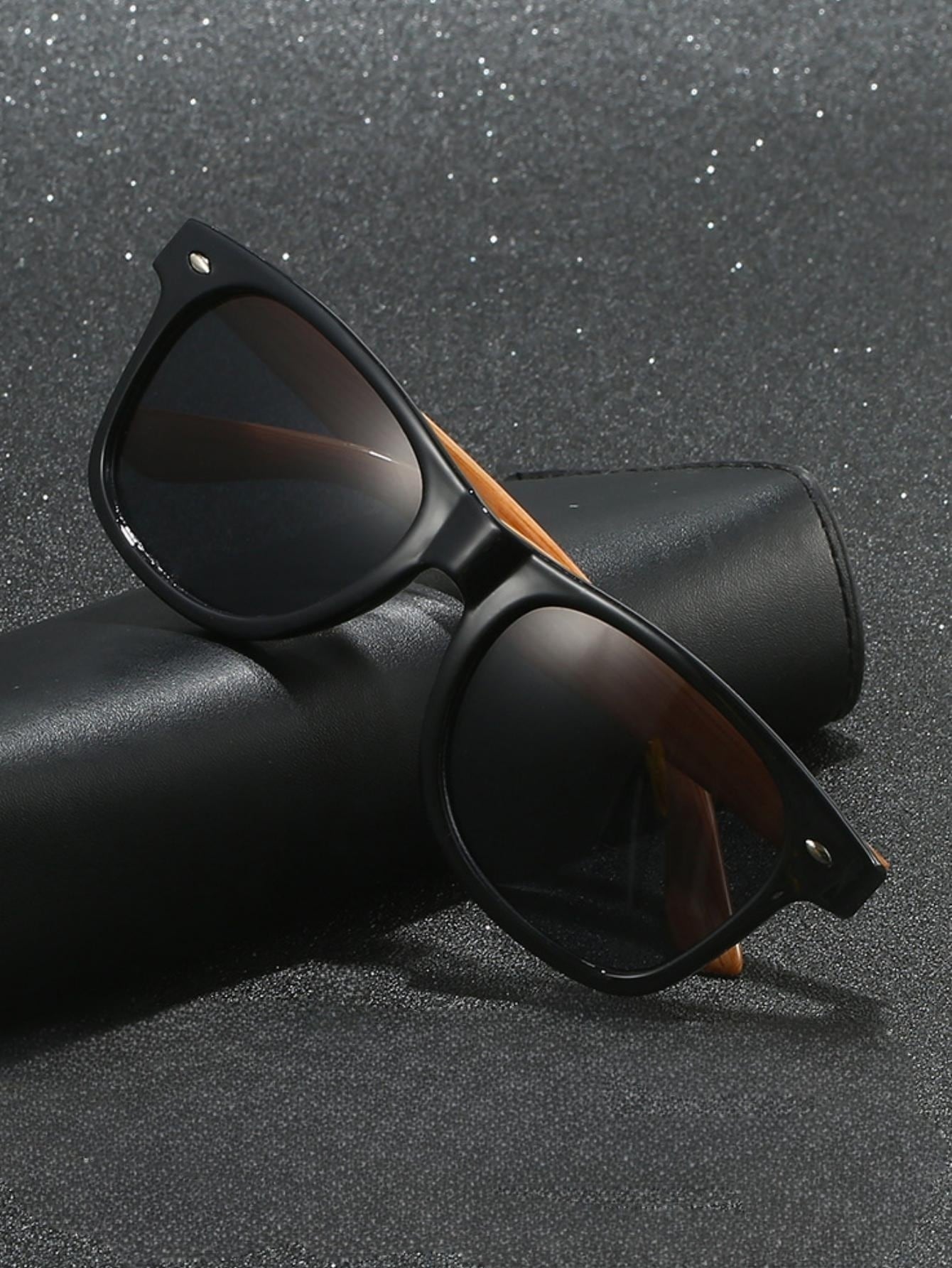 Classic Style Pc Wood Grain Texture Sunglasses, Vintage Rivet Wayfarer Shades