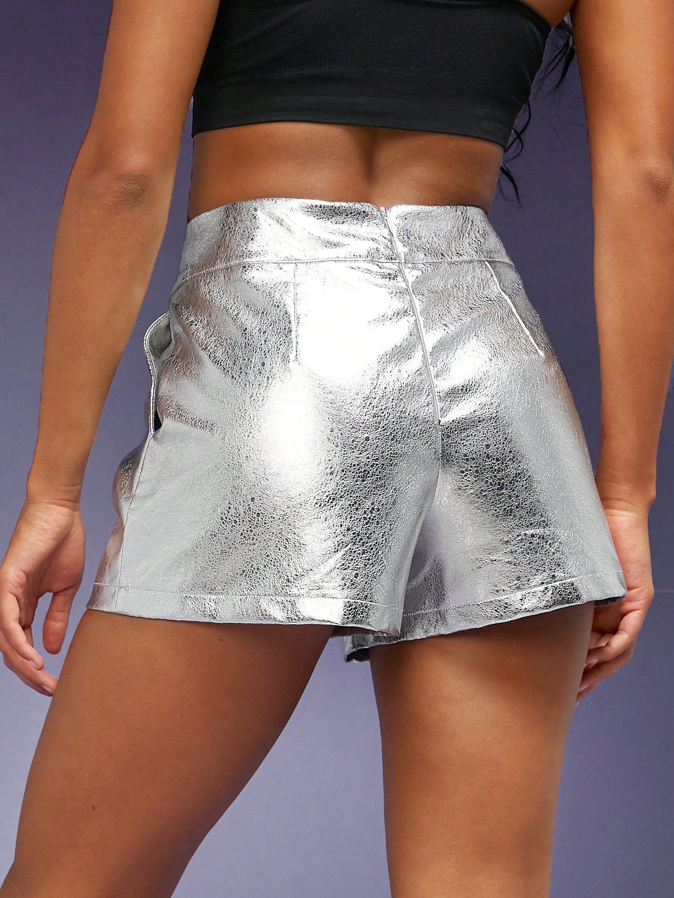 Leather Metallic Shorts