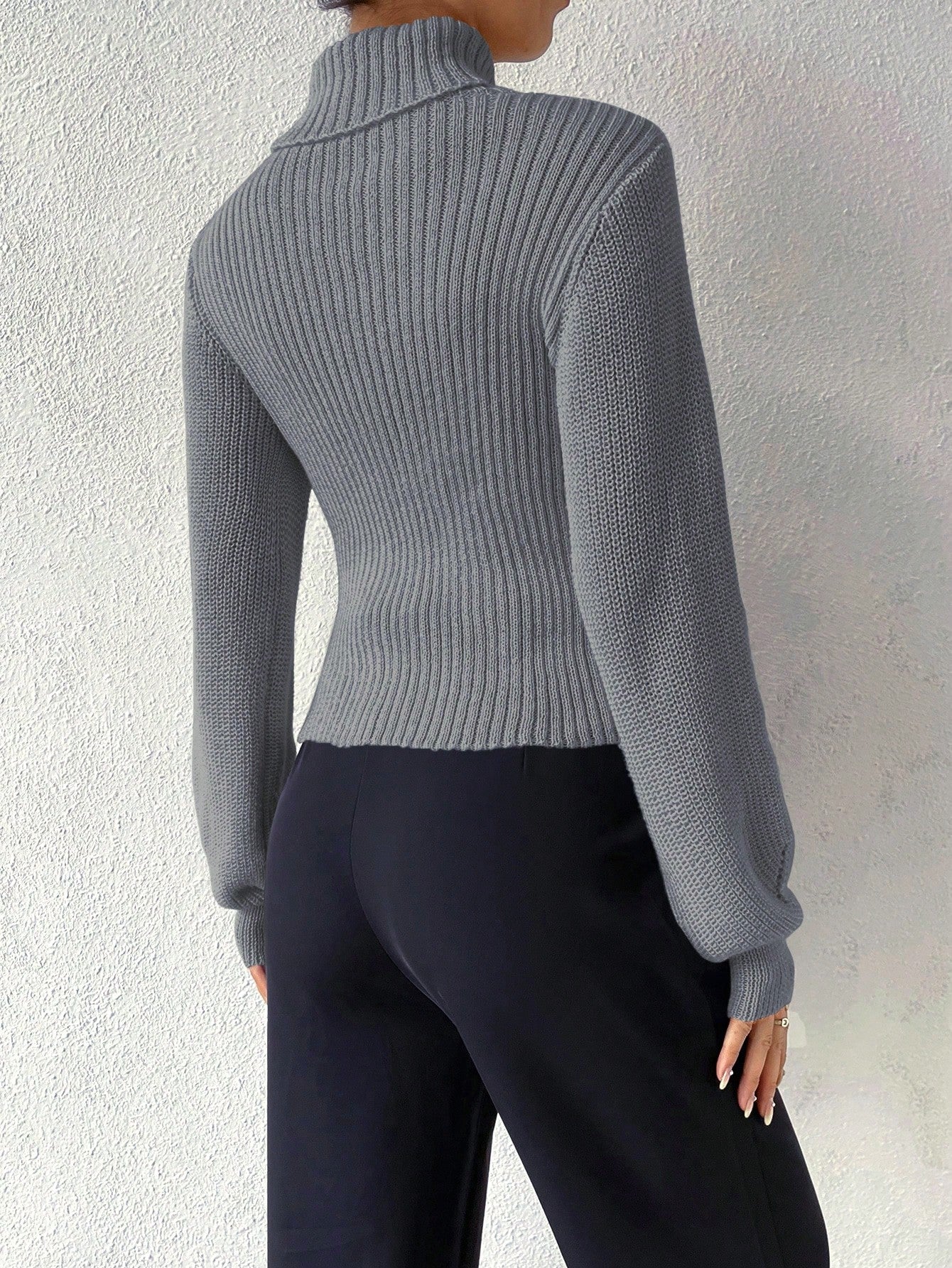 Turtleneck Cut Out Eyelet Detail Sweater