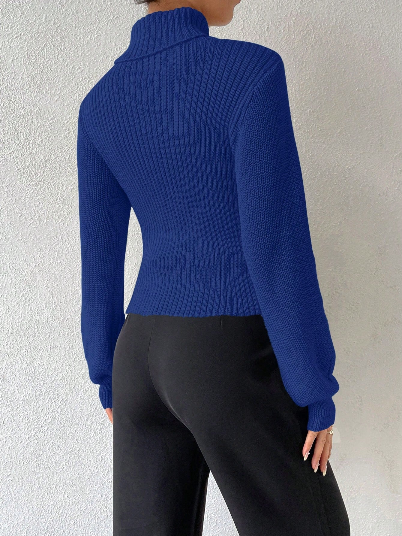 Turtleneck Cut Out Eyelet Detail Sweater